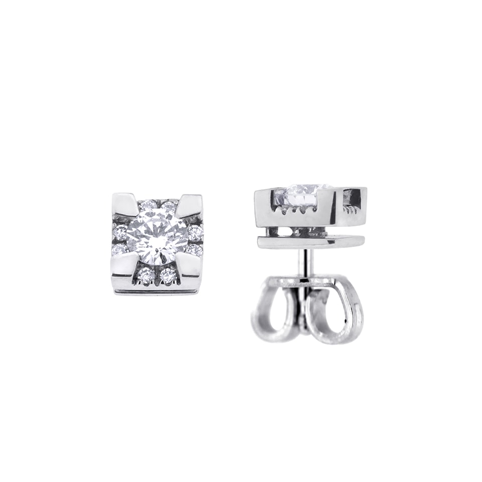 Gioielleria De Santis Orecchini punti luce in oro bianco e diamanti taglio brillante