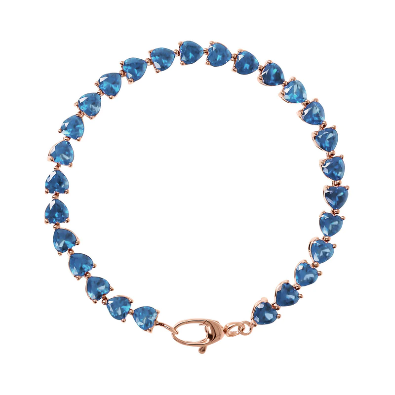 Gioielleria De Santis BRONZALLURE Bracciale Tennis con Cuori in Cubic Zirconia BLU