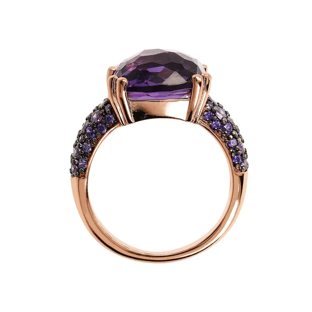 ANELLO BRONZALLURE CON CRISTALLO VIOLA AMETISTA misura 14 - immagine 3