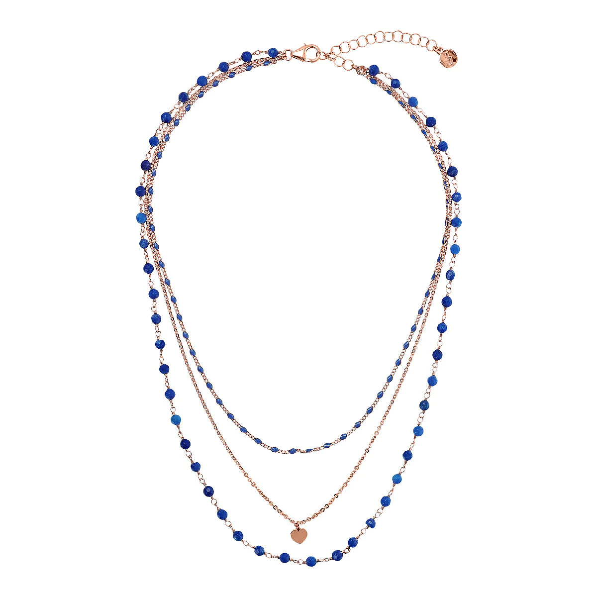 Gioielleria De Santis BRONZALLURE Collana Multifilo Graduata Catena Rosario con Smalto e Ciondolo Cuore