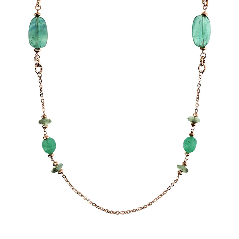 Gioielleria De Santis BRONZALLURE Collana Lunga Catena Rolo con Rondelle e Pietre Naturali