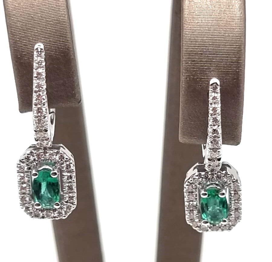 Orecchini pendenti Davite & Delucchi con Diamanti e Smeraldi da Donna