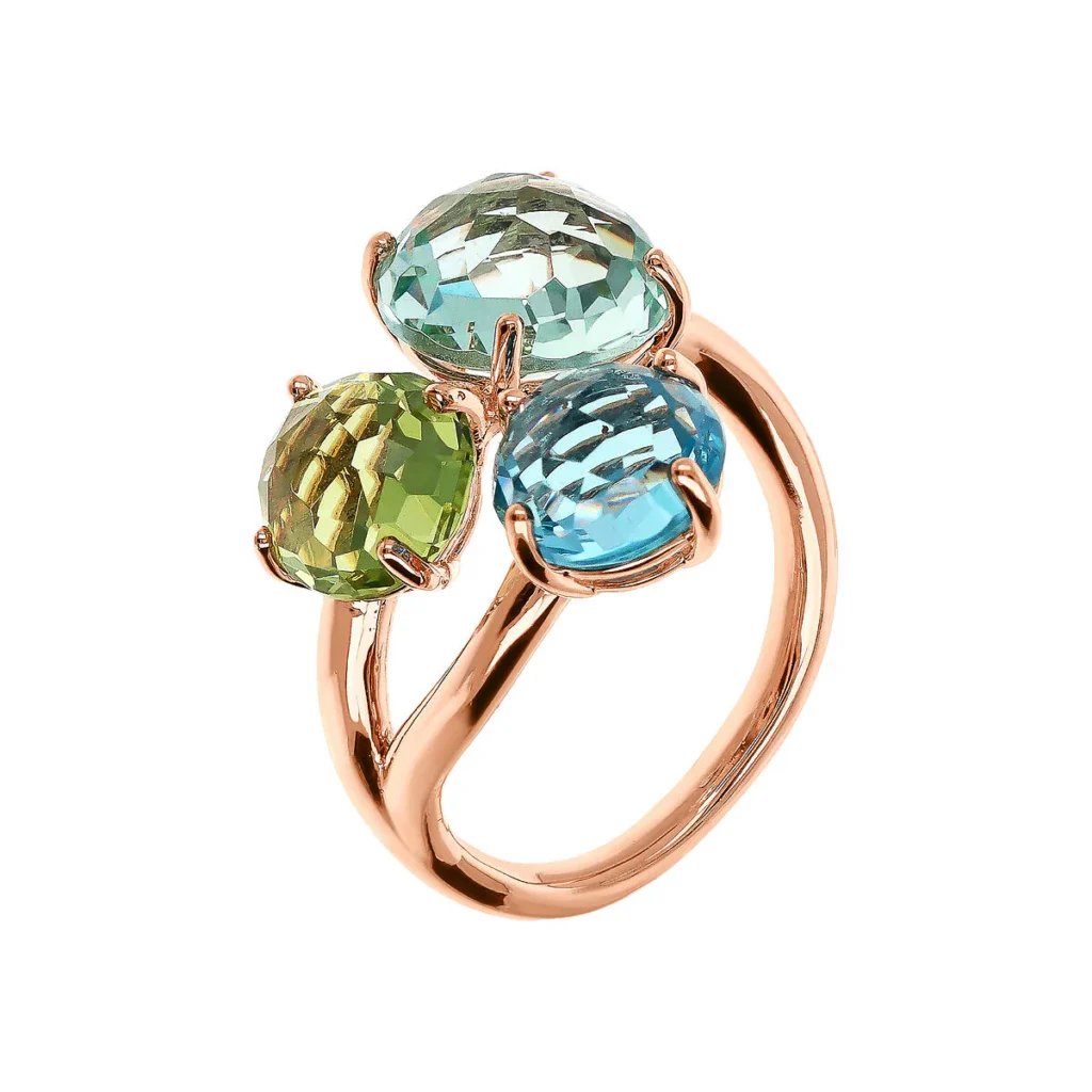 Gioielleria De Santis BRONZALLURE Anello Trilogy con Prisma Gem Taglio Mosaico MISURA 14