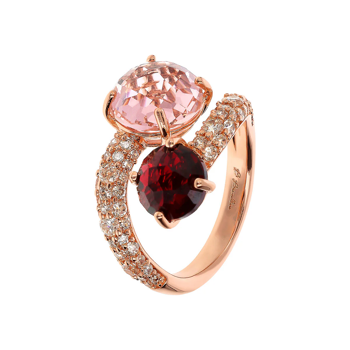 Gioielleria De Santis BRONZALLURE  Anello Contrarié con Prisma Gem Tonde e Pavé di Cubic Zirconia misura 14