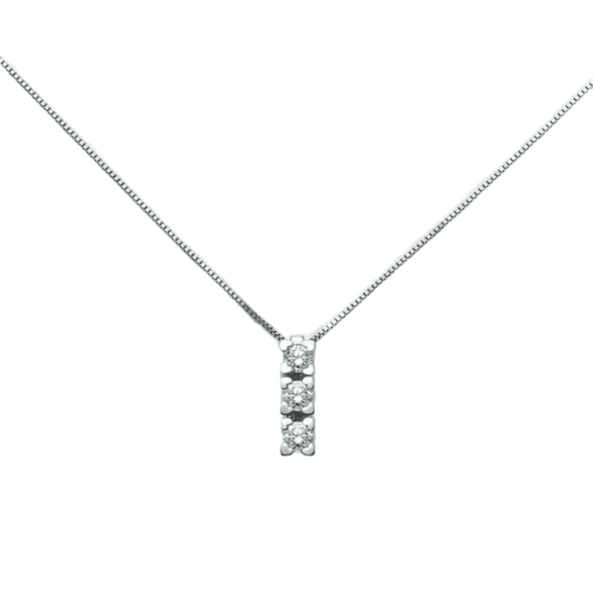 Gioielleria De Santis Collana trilogy donna Miluna Cuore oro bianco tre diamanti 0,10 ct griffe cuore