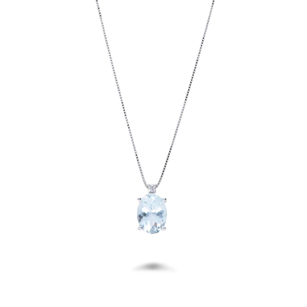 Gioielleria De Santis DAVITE & DELUCCHI COLLANA CON ACQUA MARINA OVALE E BRILLANTI