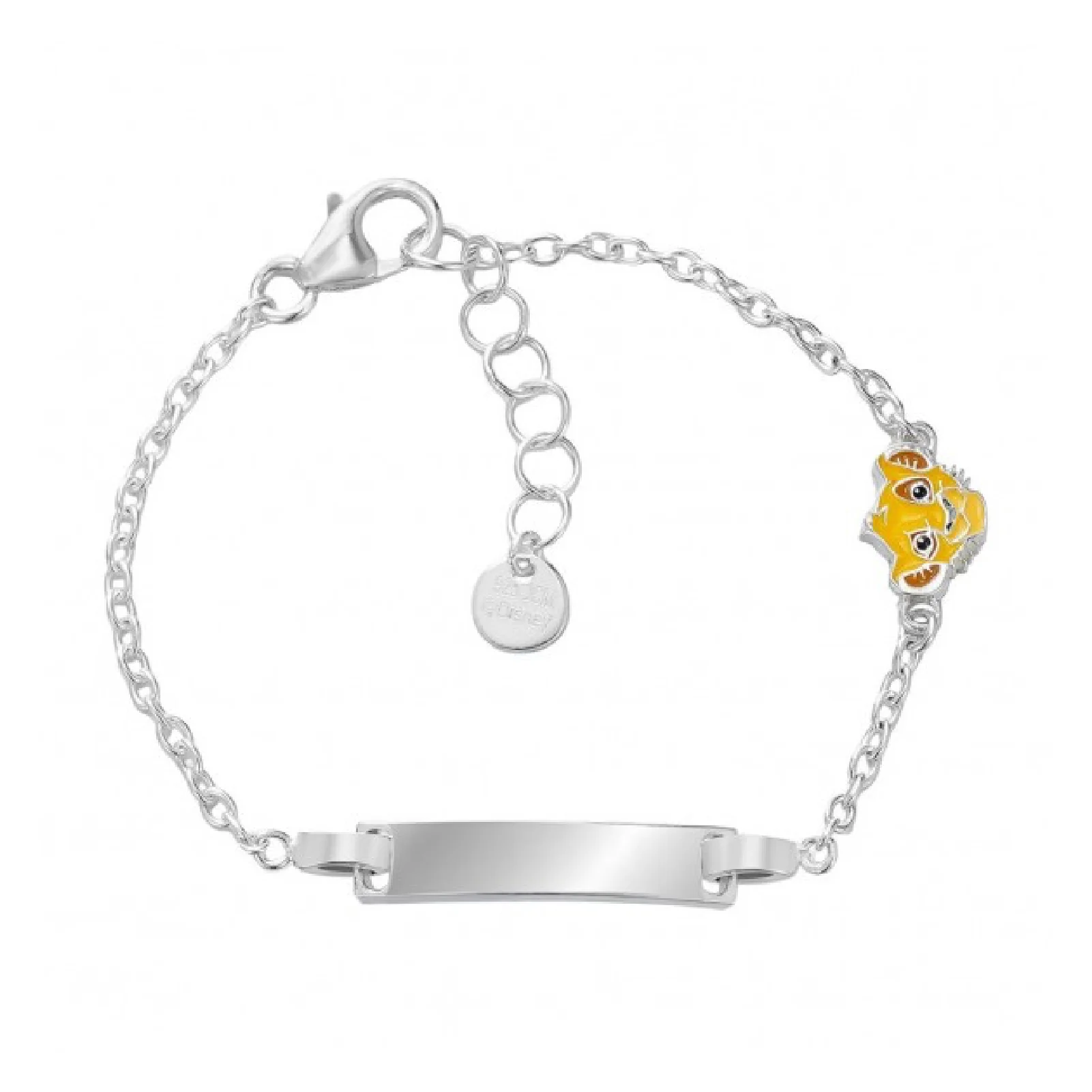 Gioielleria De Santis Disney Bracciale bambina Disney in acciaio targhetta e simba giallo