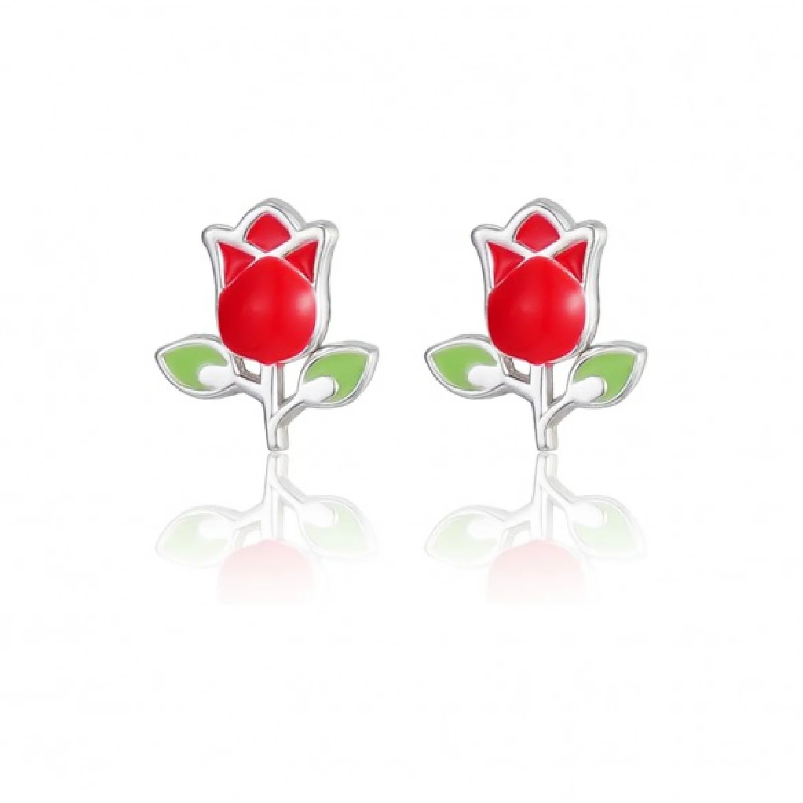 Gioielleria De Santis Disney Orecchini lobo Disney acciaio rosa di Belle smaltata di rosso