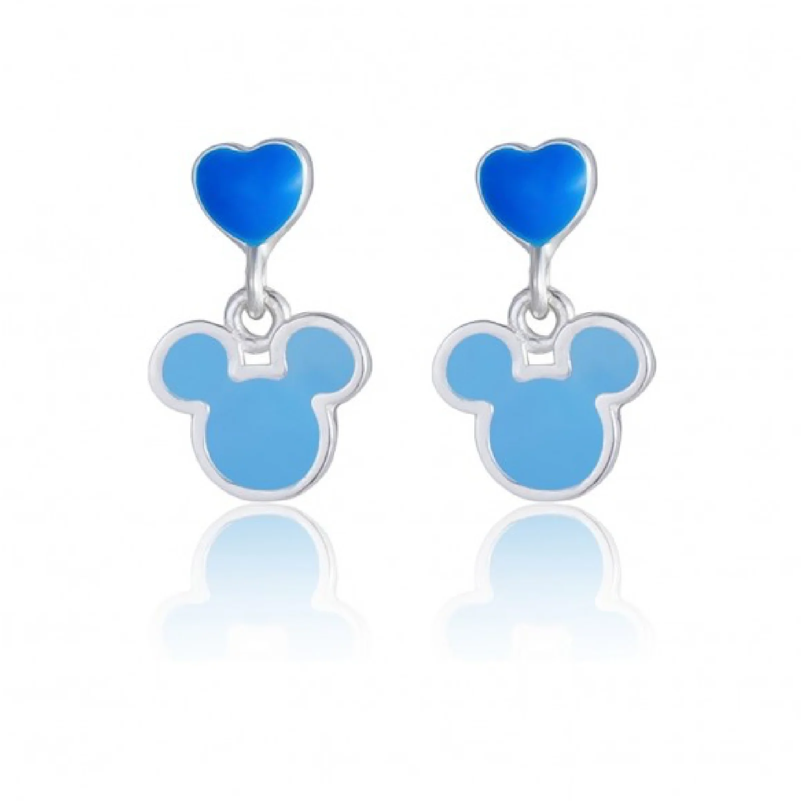 Gioielleria De Santis Disney Orecchini pendenti Disney in acciaio con topolino e cuore blu