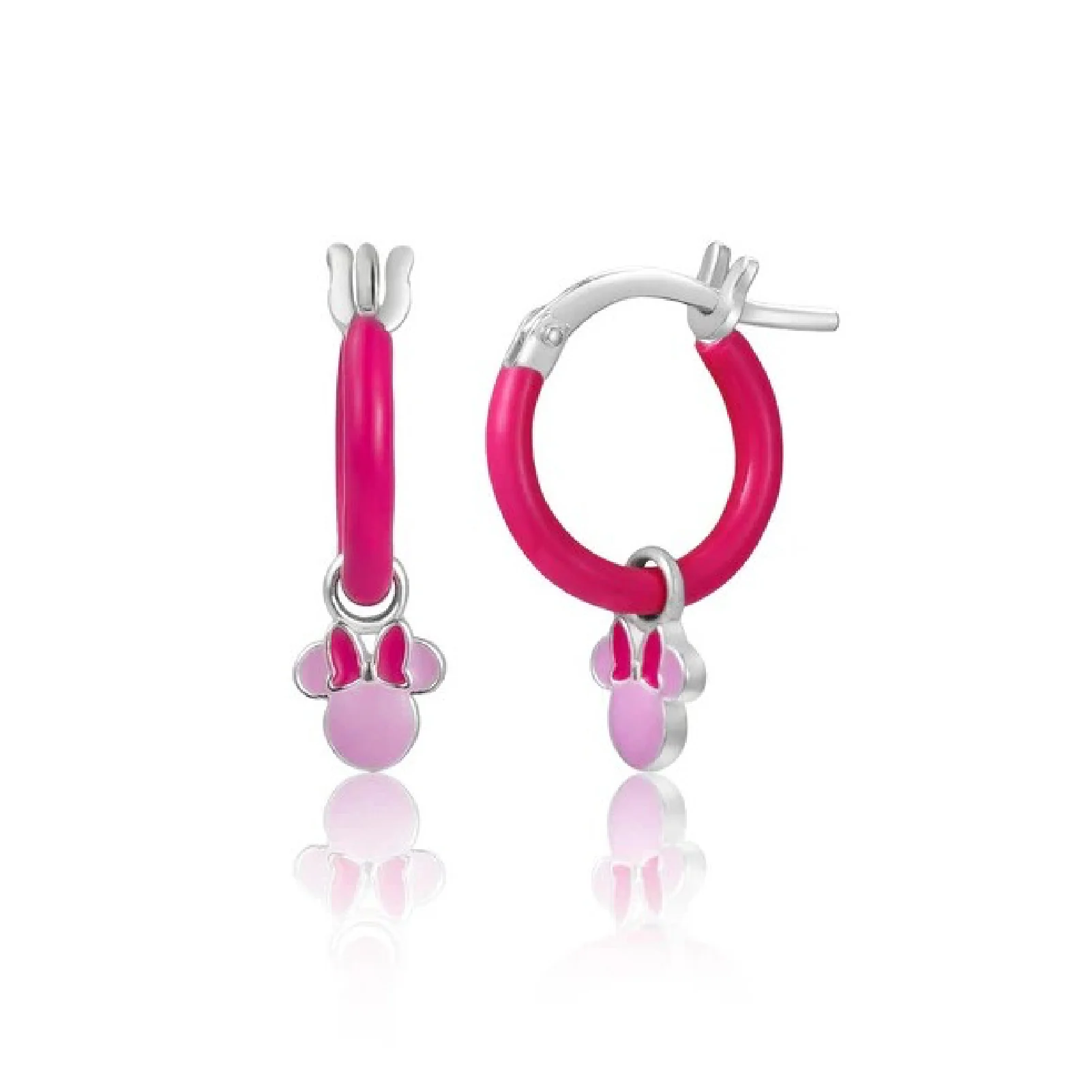 Gioielleria De Santis Disney Orecchini a cerchio Disney acciaio con Minnie pendente fucsia