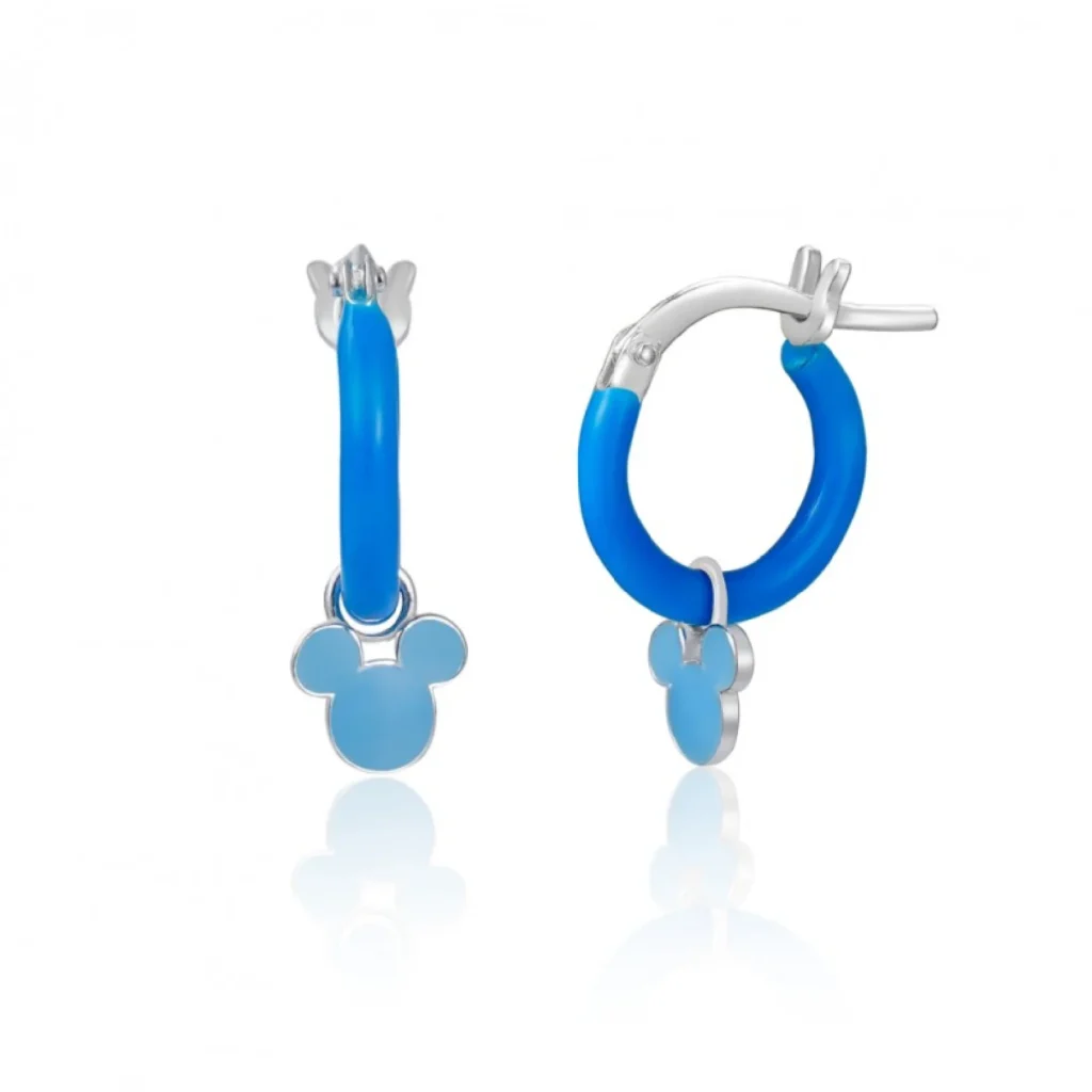 Gioielleria De Santis Disney Orecchini a cerchio Disney acciaio con Mickey pendente blu