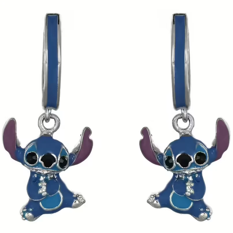 Gioielleria De Santis Disney Orecchini a cerchietto Disney Stitch bambina in argento a forma di Stitch smaltato