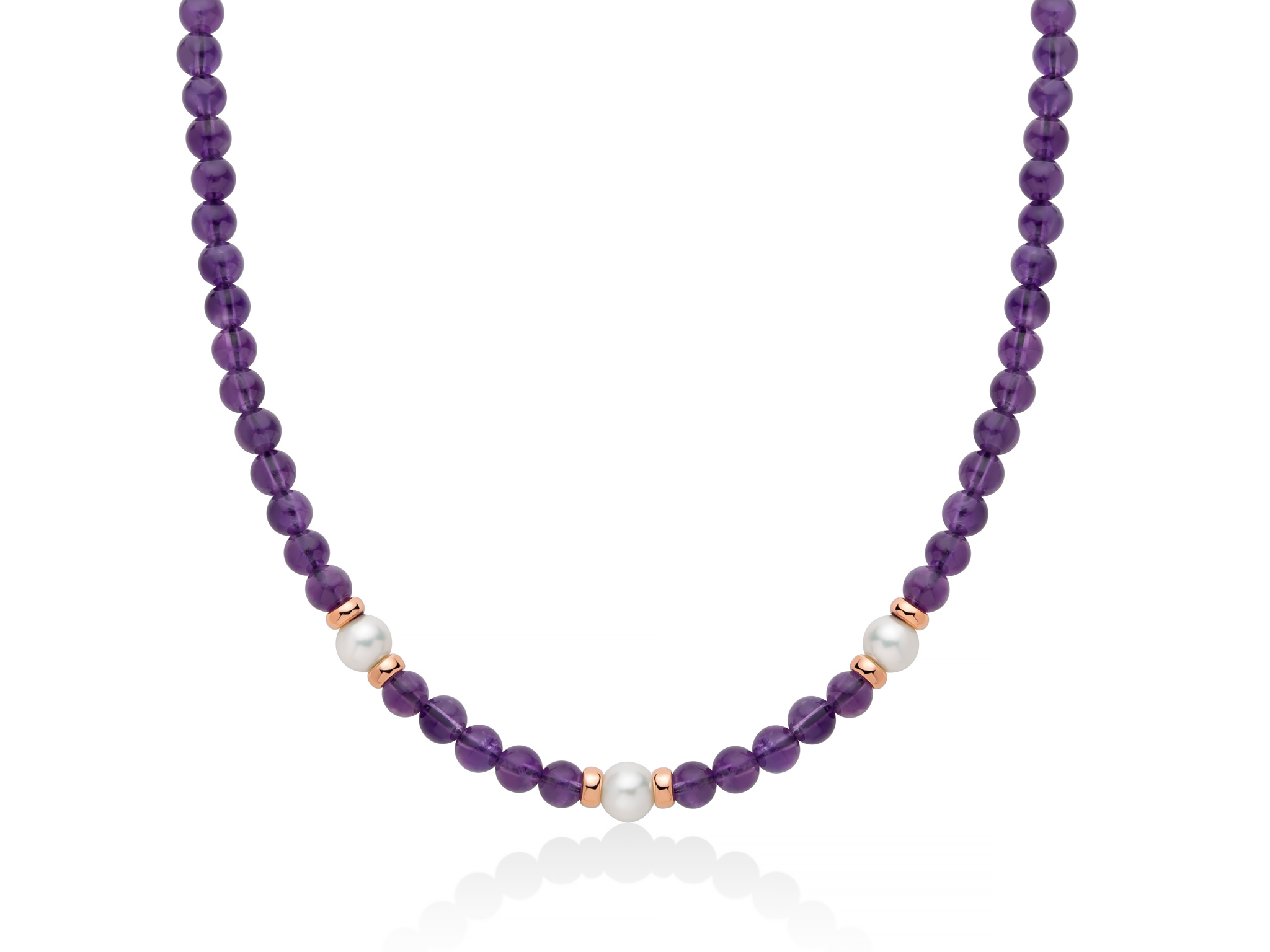 Gioielleria De Santis Collana Donna Miluna In Argento Perle Ametista e Oro