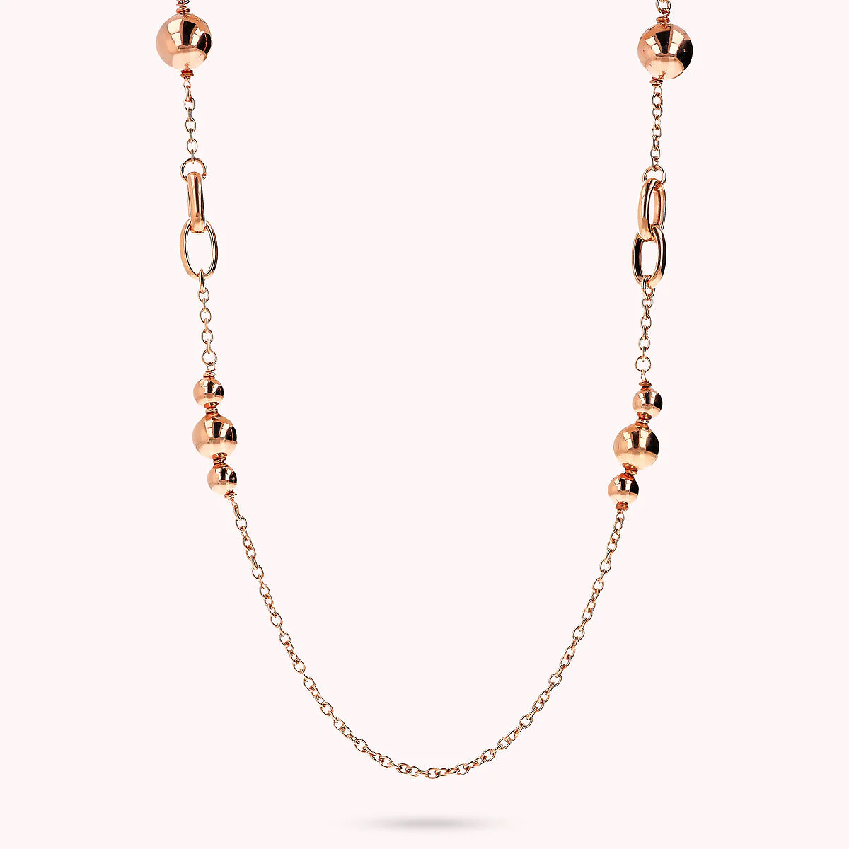 Gioielleria De Santis BRONZALLURE  Collana Lunga con Maglie Ovali Intrecciate e Bead Lucide