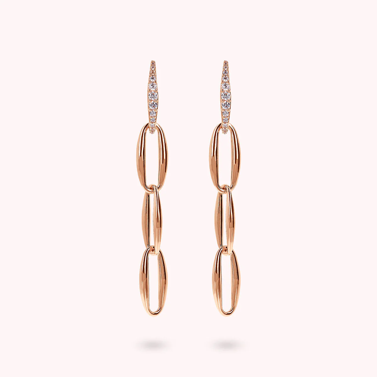 Gioielleria De Santis BRONZALLURE  Orecchini Pendenti Maglie Marquise ed Elemento in Pavé di Cubic Zirconia