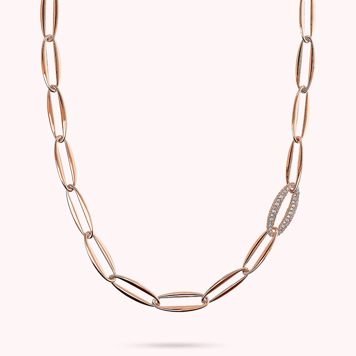 Gioielleria De Santis BRONZALLURE Collana Lunga Maglie Marquise ed Elemento in Pavé di Cubic Zirconia