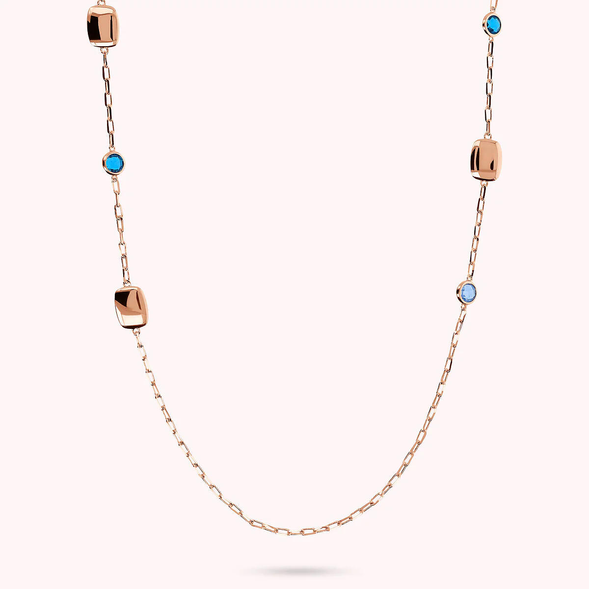 BRONZALLURE Collana Lunga con Pepite e Prisma Gem Tonde e a Baguette