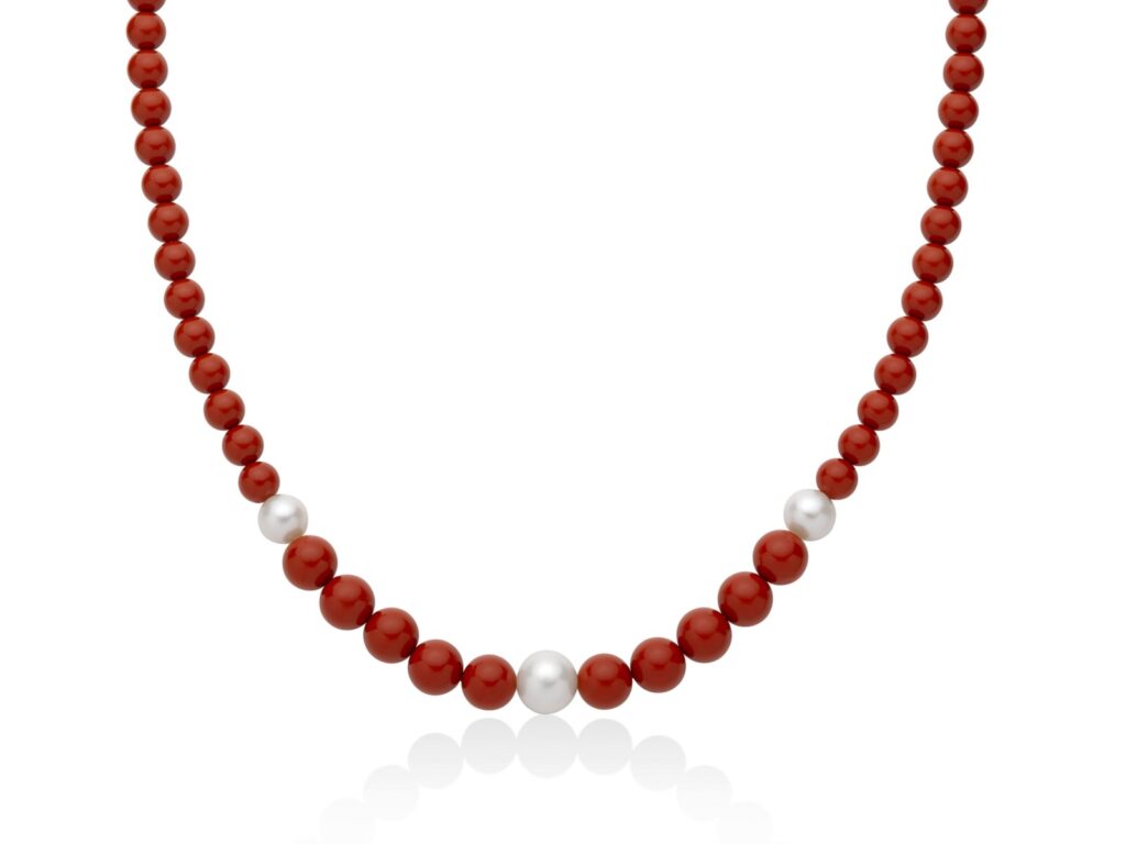Gioielleria De Santis MILUNA  Collana collezione Terra e Mare PCL6694 Pasta di Corallo Rosso 42cm