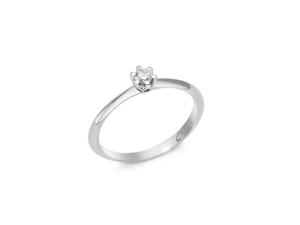 Gioielleria De Santis MILUNA Anello Solitario Miluna Oro Bianco 18Kt Diamante 0,20 ct.