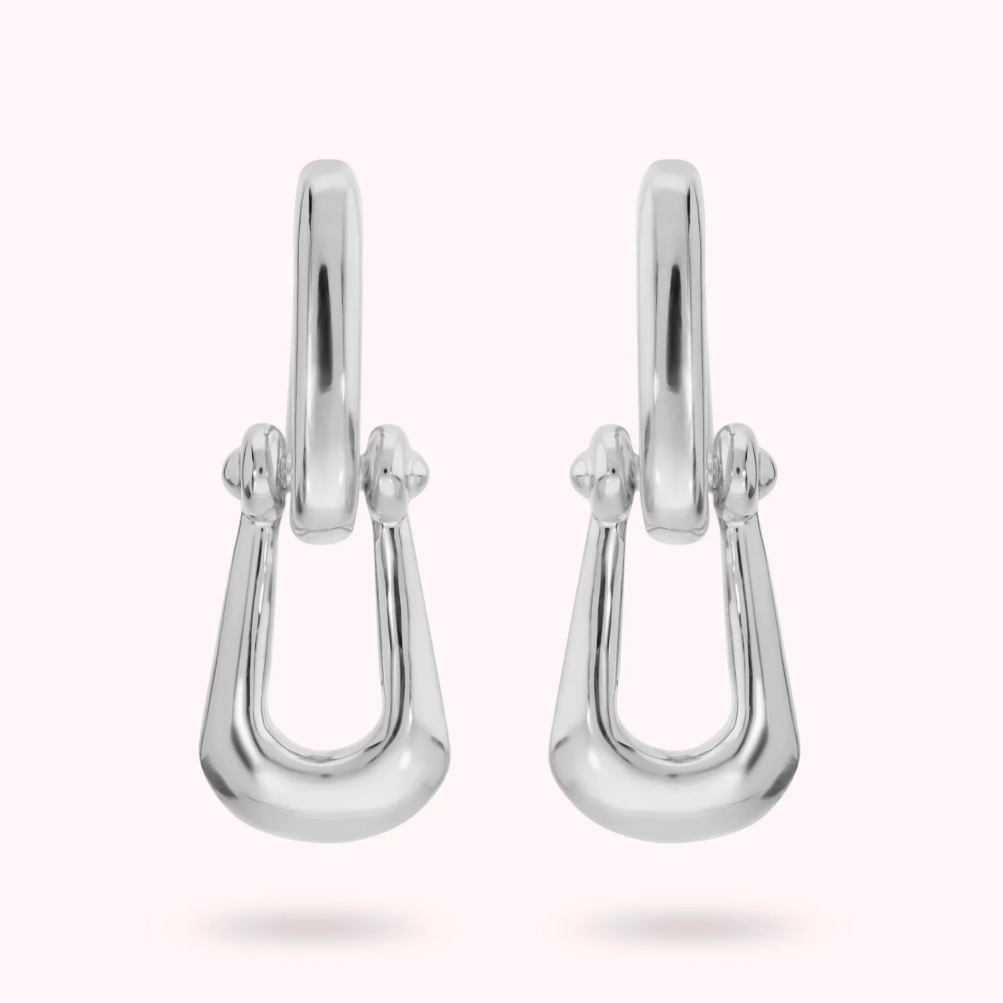 BRONZALLURE Orecchini Pendenti Staffa Lucidi BIANCO