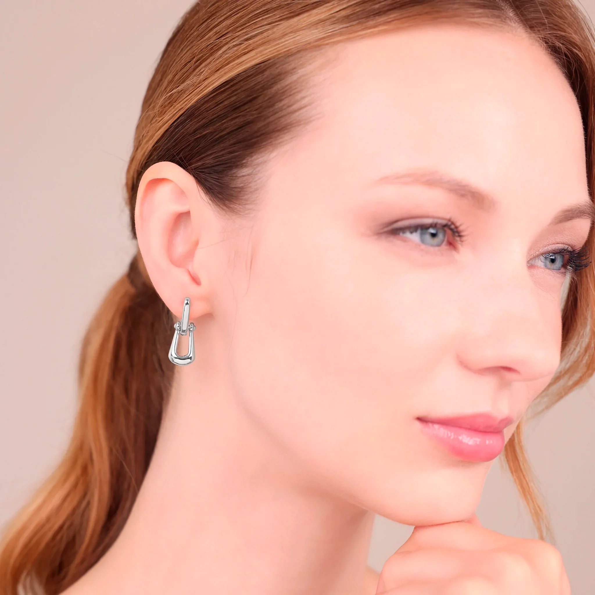 BRONZALLURE Orecchini Pendenti Staffa Lucidi BIANCO - immagine 3