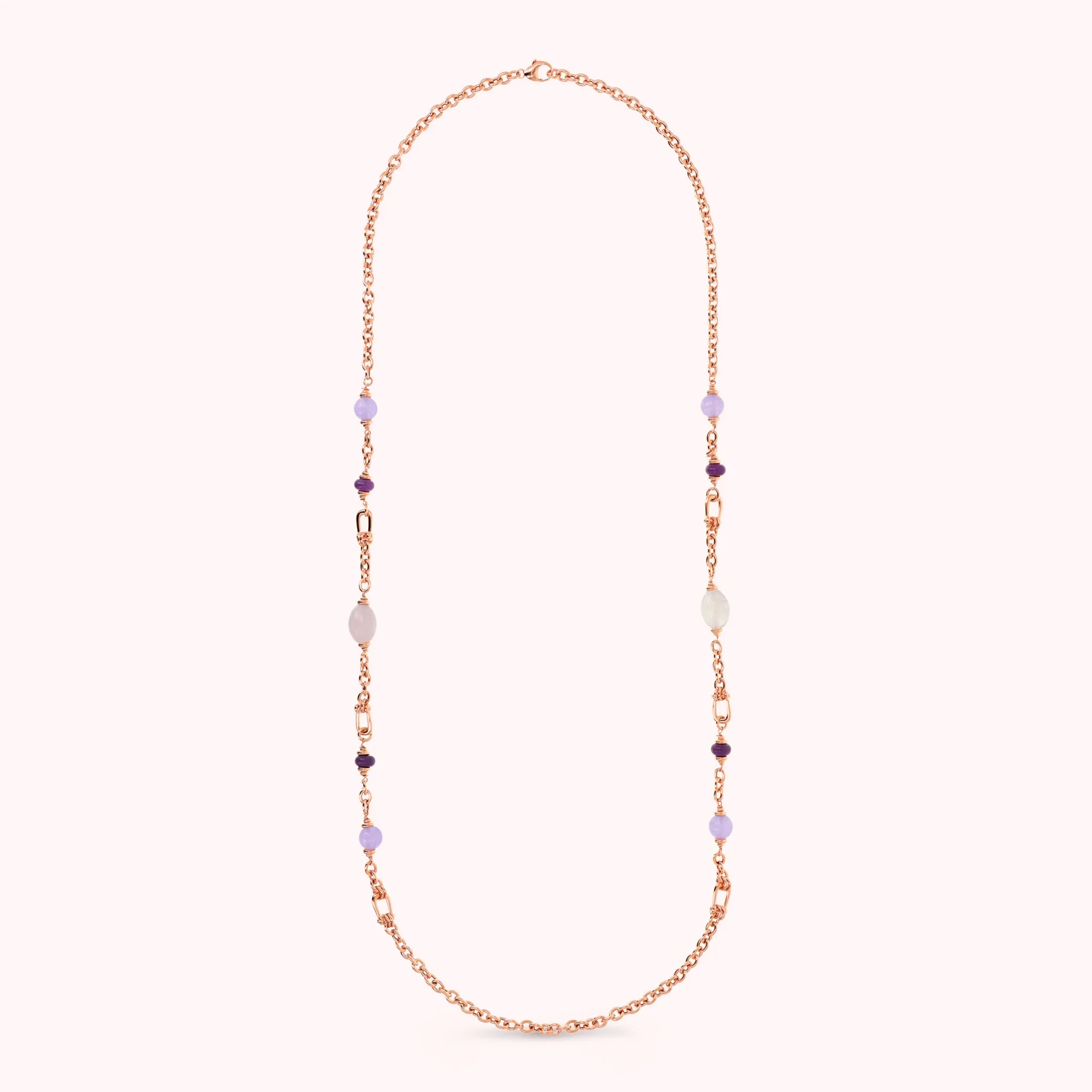 BRONZALLURE Collana Lunga Pepite Lucide e Pietre Naturali di Quarzite Viola - immagine 4