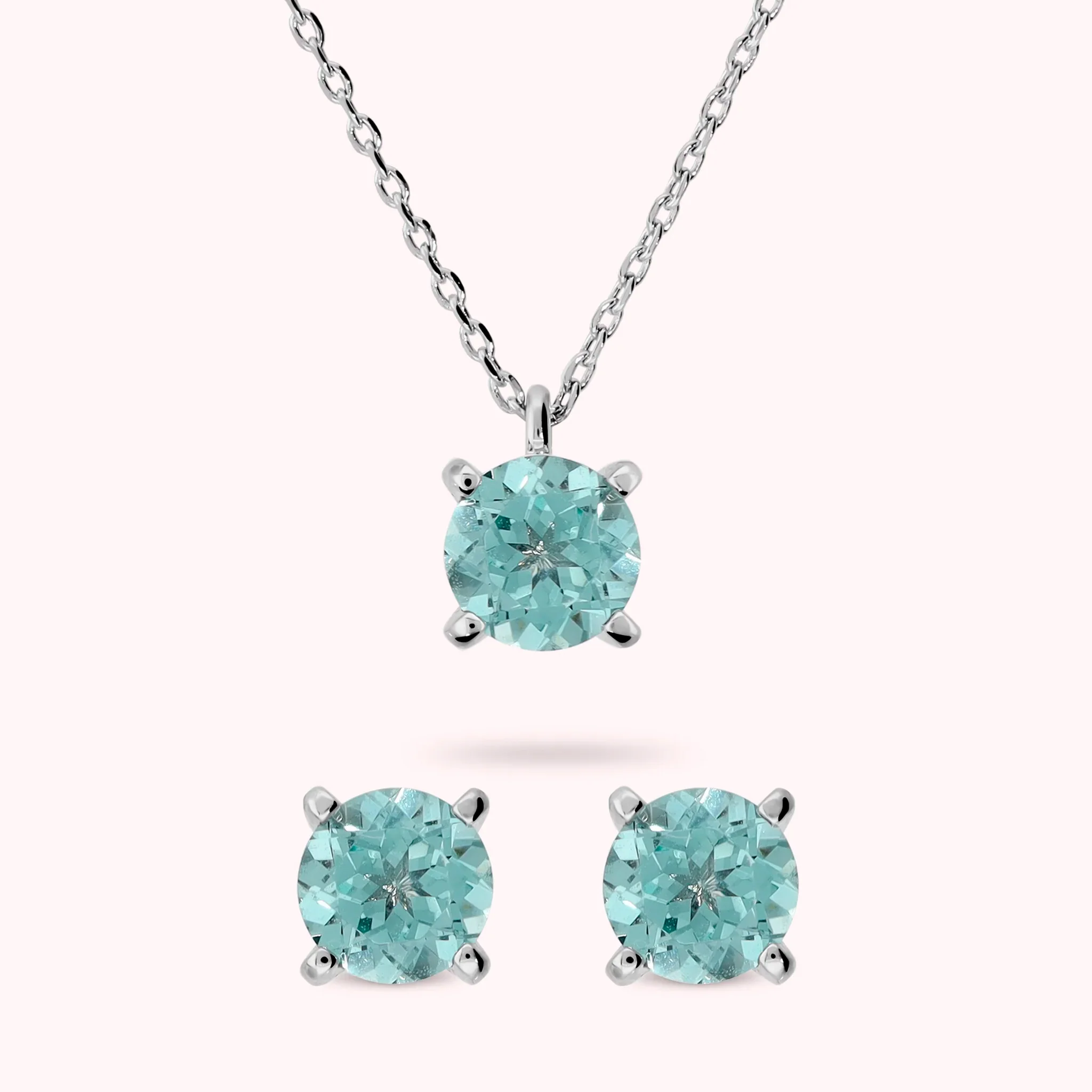 BRONZALLURE Set Collana + Orecchini a Bottone Punto Luce CELESTE