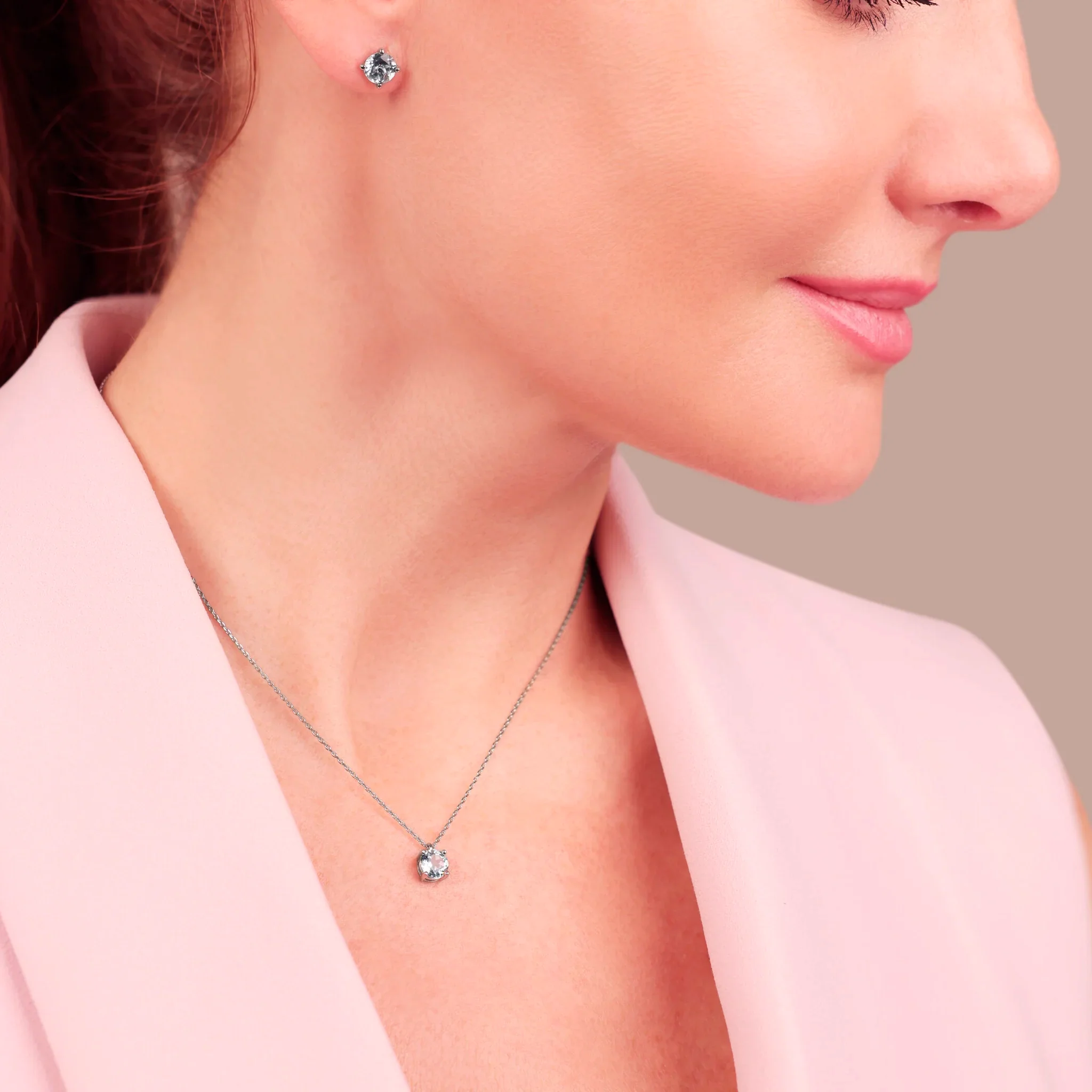 BRONZALLURE Set Collana + Orecchini a Bottone Punto Luce CELESTE - immagine 4