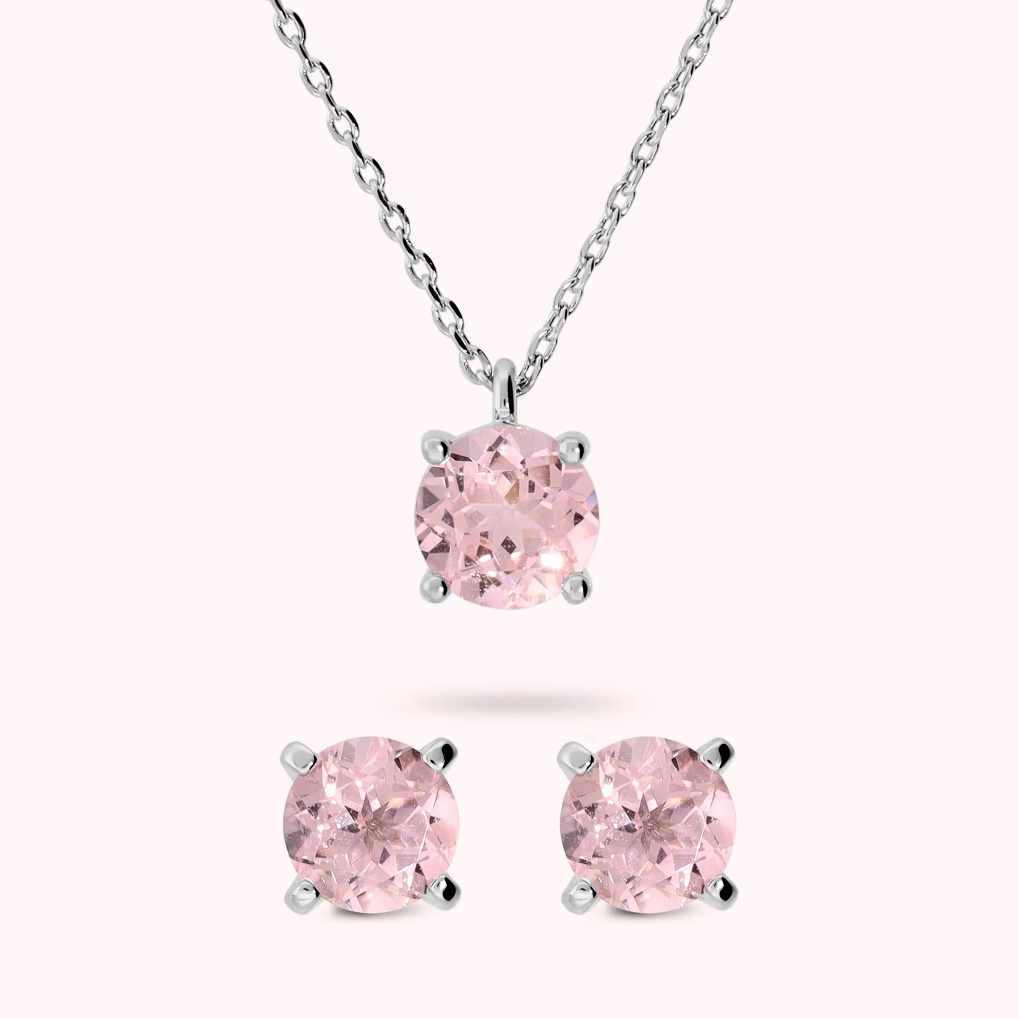 Gioielleria De Santis BRONZALLURE Set Collana + Orecchini a Bottone Punto Luce ROSA