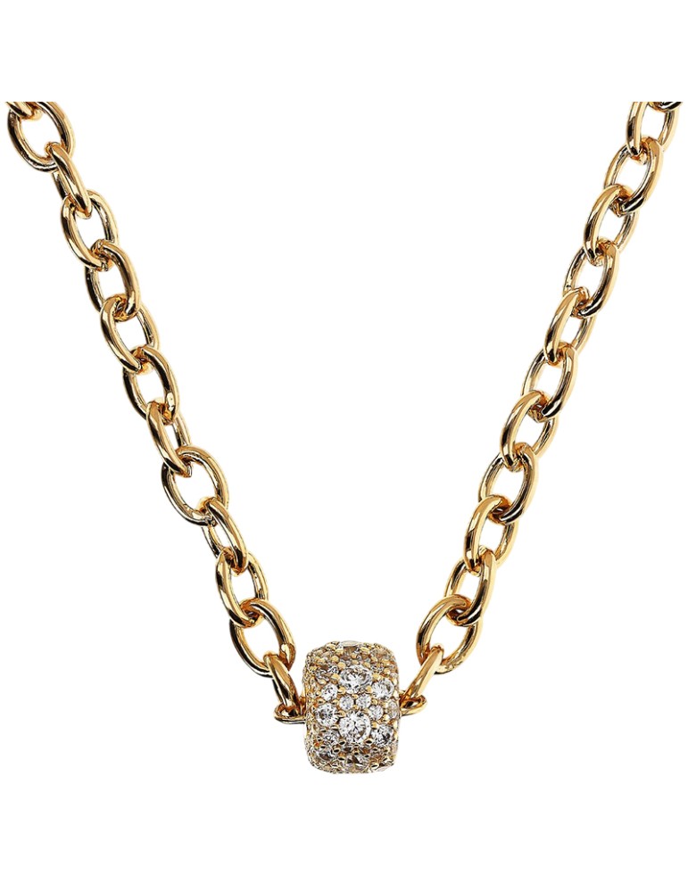 Gioielleria De Santis Collana Bronzallure – Altissima White con Catena Rolò e Rondella in Pavè di Cubic Zirconia