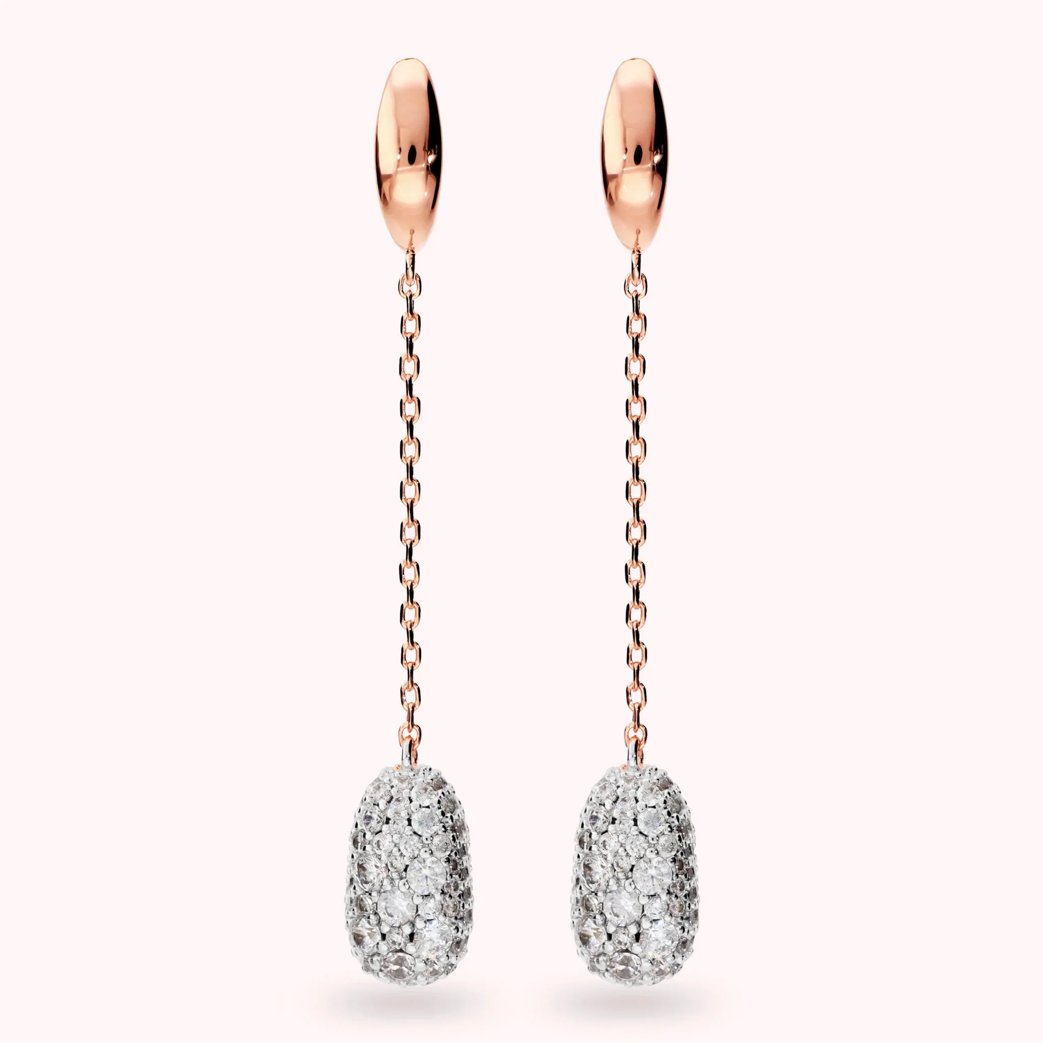 Gioielleria De Santis BRONZALLURE  Orecchini Pendenti a Filo con Pavé di Cubic Zirconia