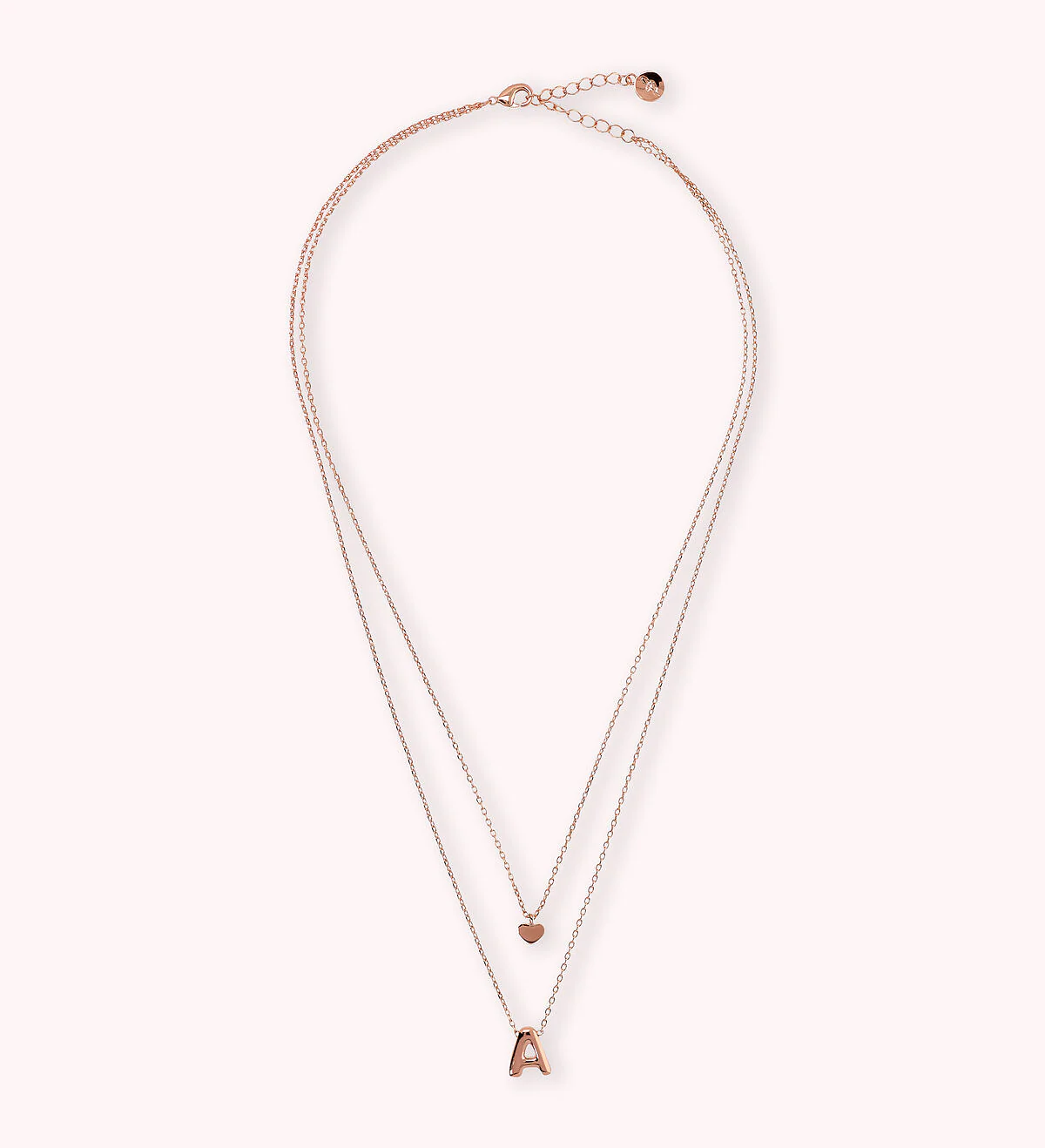 BRONZALLURE Collana Multifilo Graduata Catena Forzatina con Ciondolo Cuore e Pendente Lettera - immagine 2