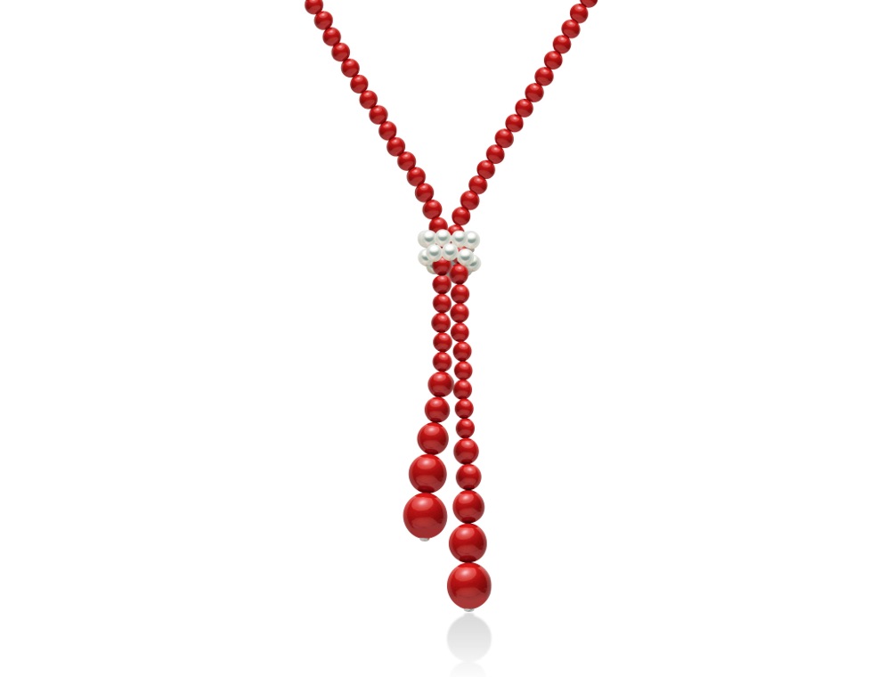 Gioielleria De Santis Miluna  Collana con Perle e Corallo Rosso misure 5mm 6mm 8mm 10mm 12mm 14mm