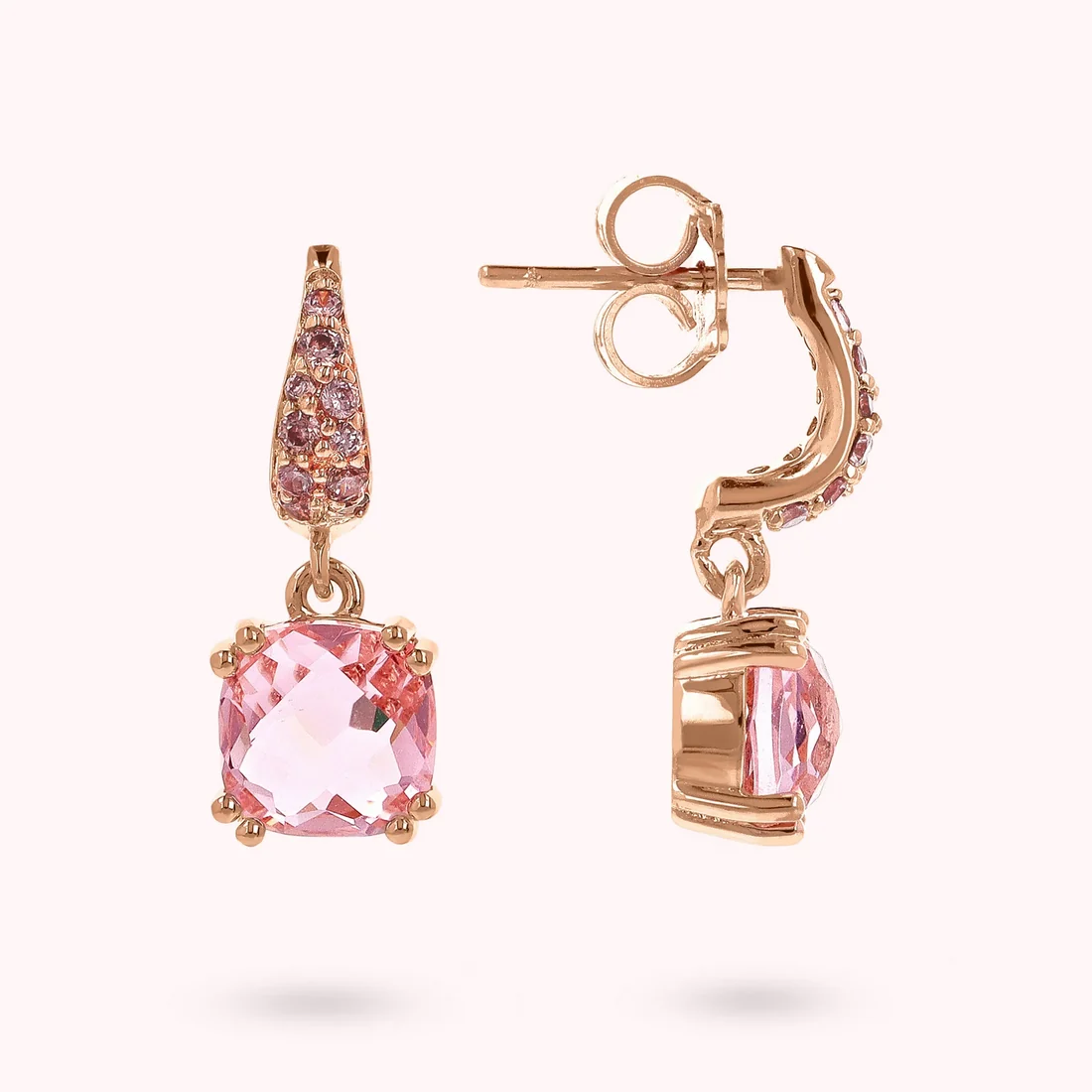 BRONZALLURE Orecchini Pendenti con Prisma Gem Quadrata e Pavé - immagine 4