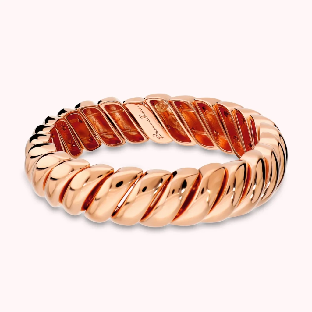Gioielleria De Santis BRONZALLURE Bracciale Elastico Estensibile con Design a Tubogas Placcato Oro 18Kt