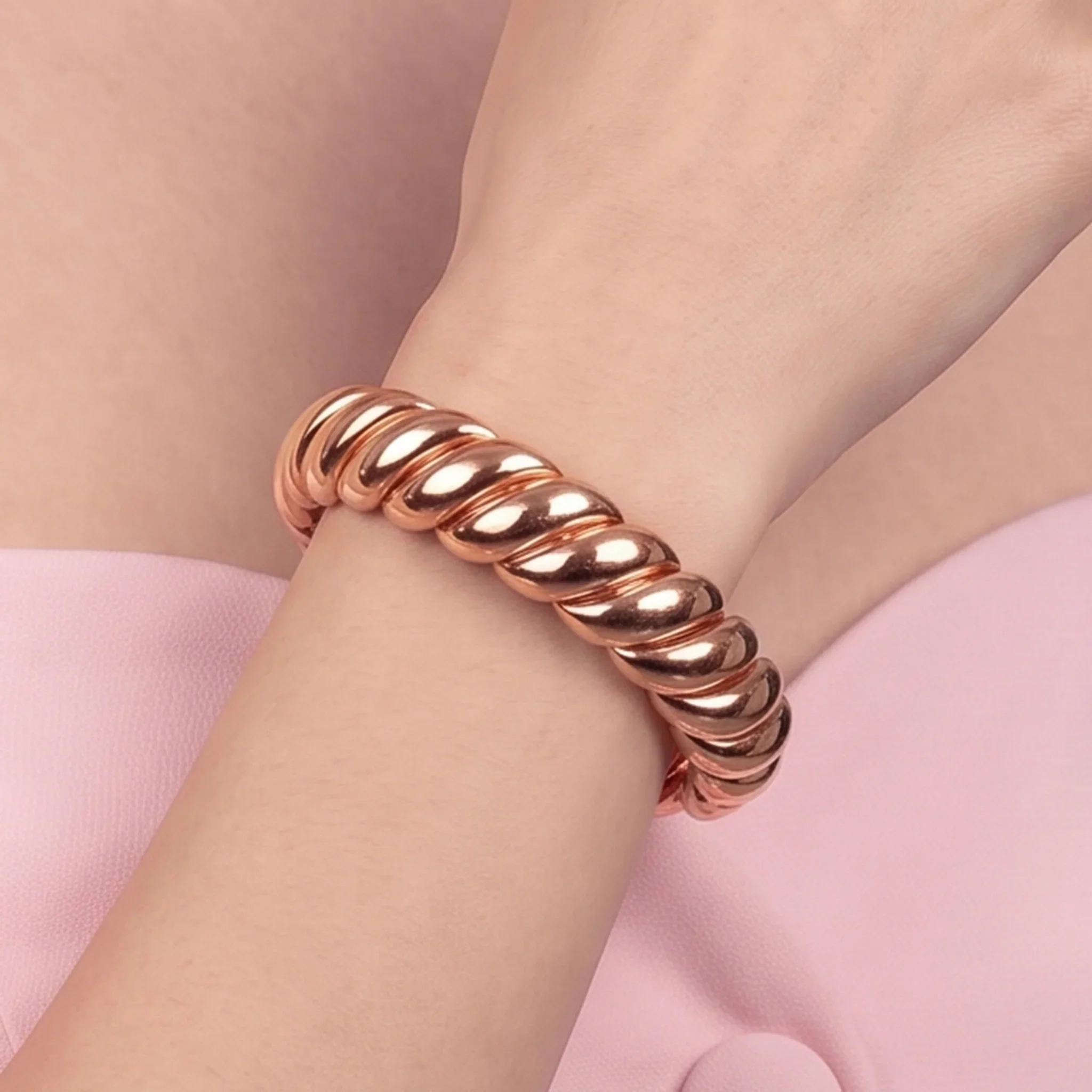 BRONZALLURE Bracciale Elastico Estensibile con Design a Tubogas Placcato Oro 18Kt - immagine 3