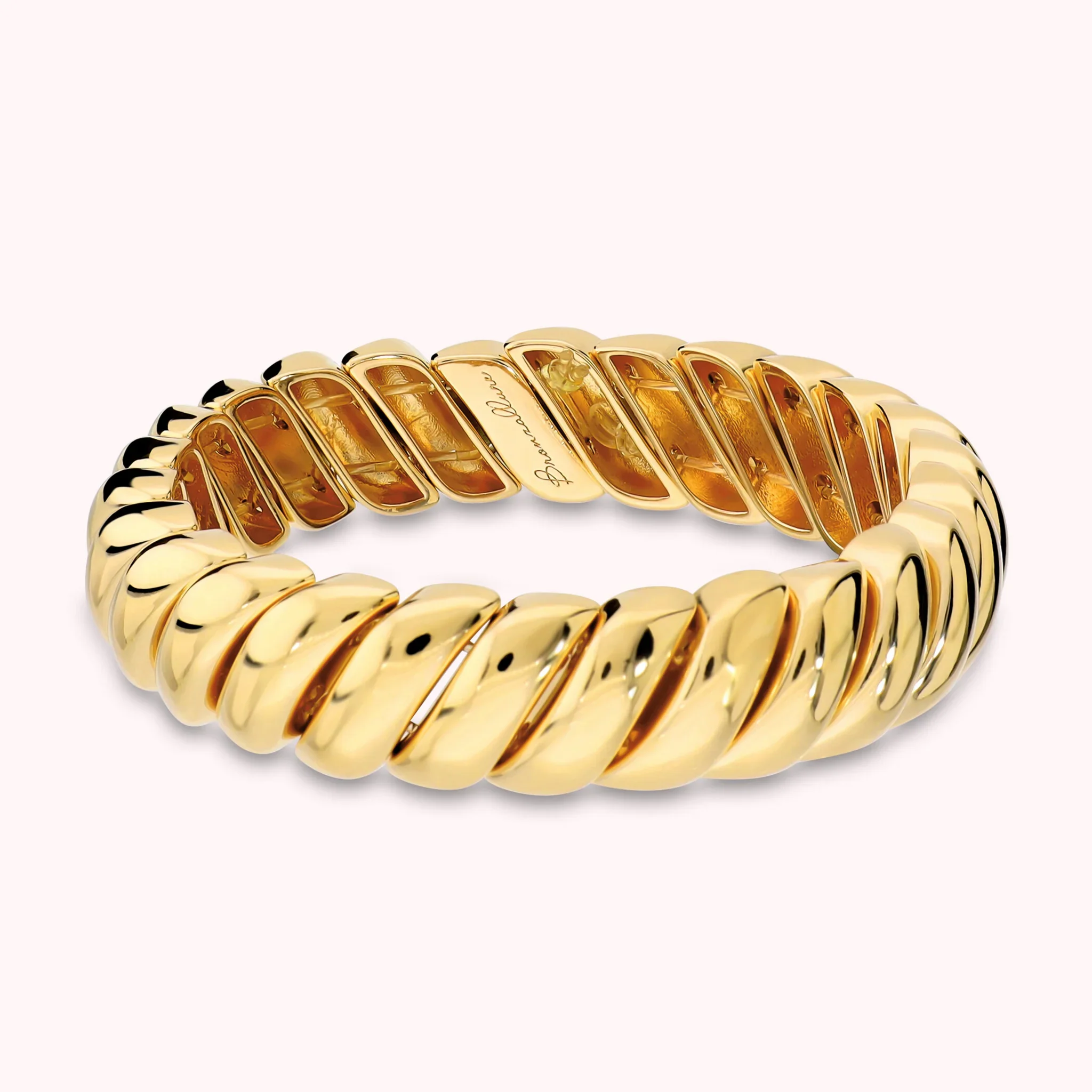 Gioielleria De Santis BRONZALLURE Bracciale Elastico Estensibile con Design a Tubogas Placcato Oro 18Kt