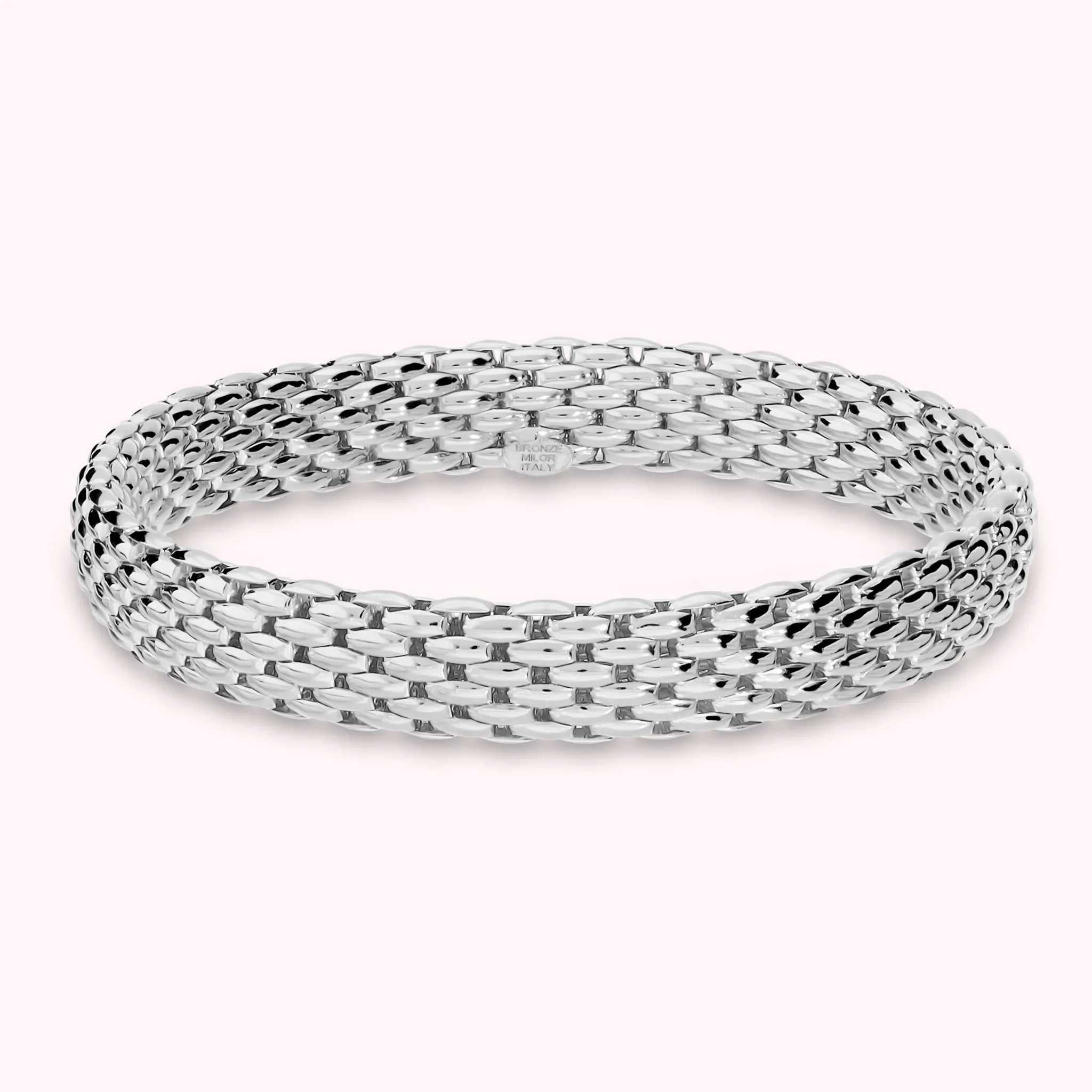 BRONZALLURE Bracciale Tubolare Mesh Elastico Placcato Oro 18Kt