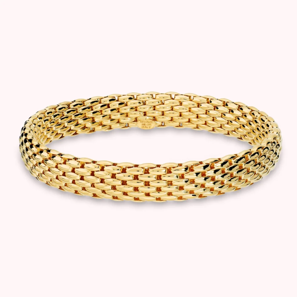 Gioielleria De Santis BRONZALLURE Bracciale Tubolare Mesh Elastico Placcato Oro 18Kt