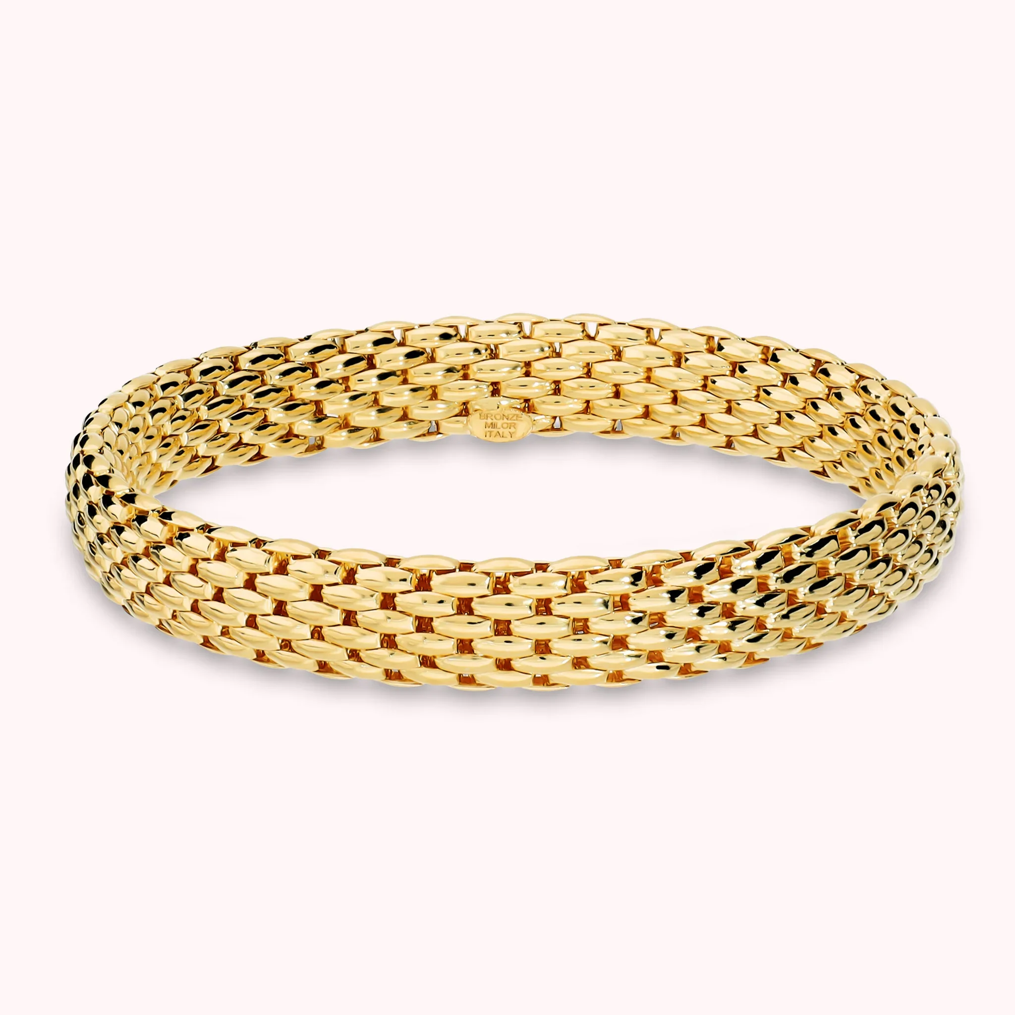 BRONZALLURE Bracciale Tubolare Mesh Elastico Placcato Oro 18Kt