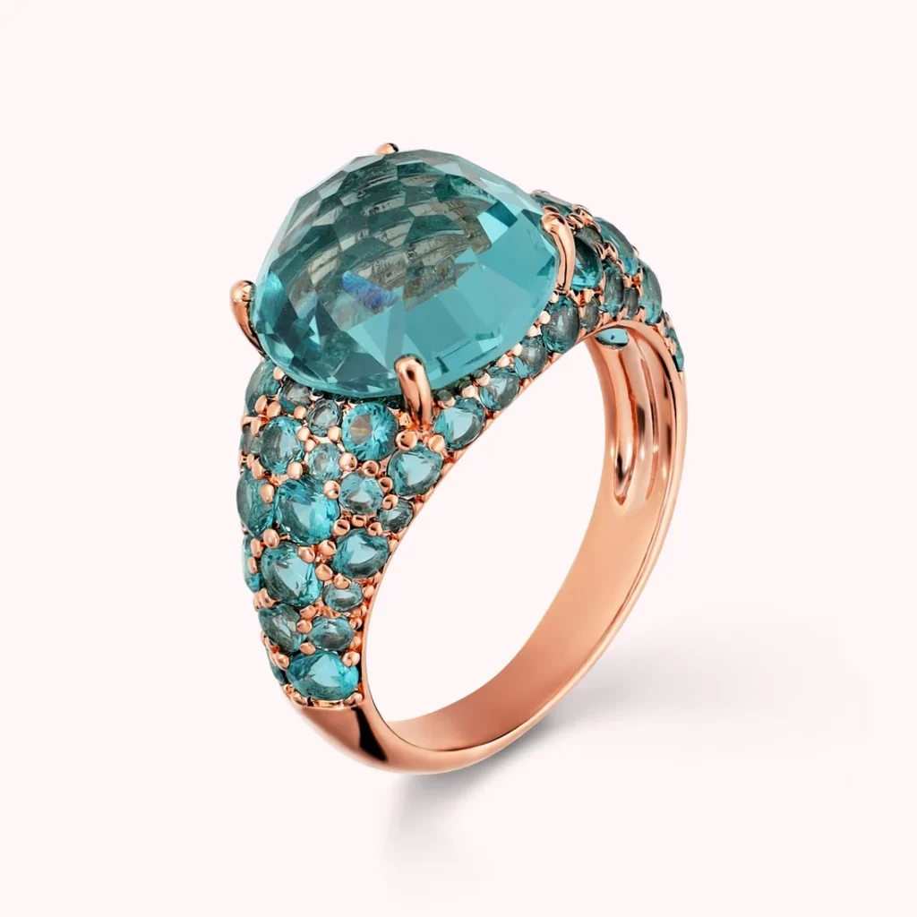 Gioielleria De Santis BRONZALLURE Anello con Pavé Misto e Prisma Gem BLU