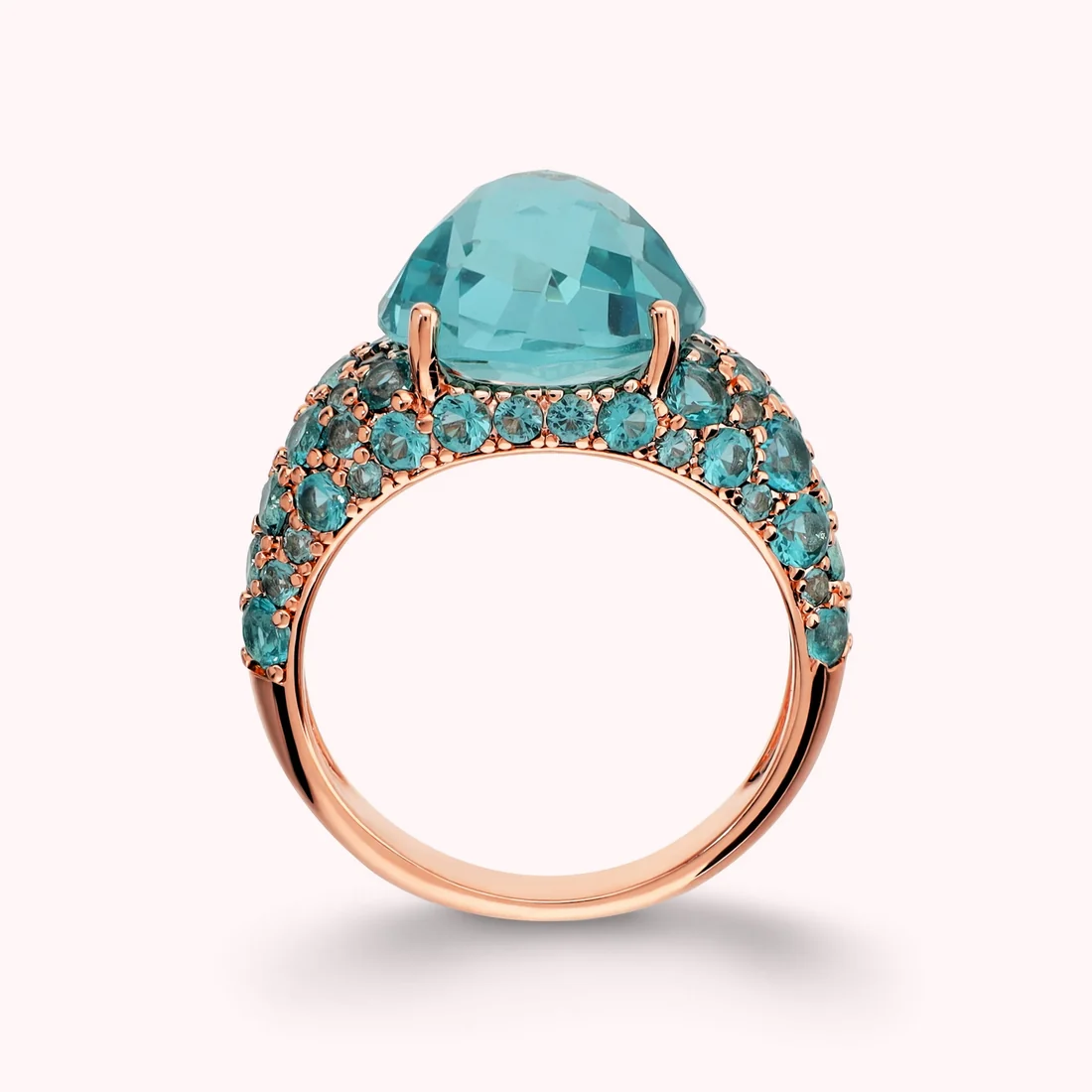 BRONZALLURE Anello con Pavé Misto e Prisma Gem BLU - immagine 2