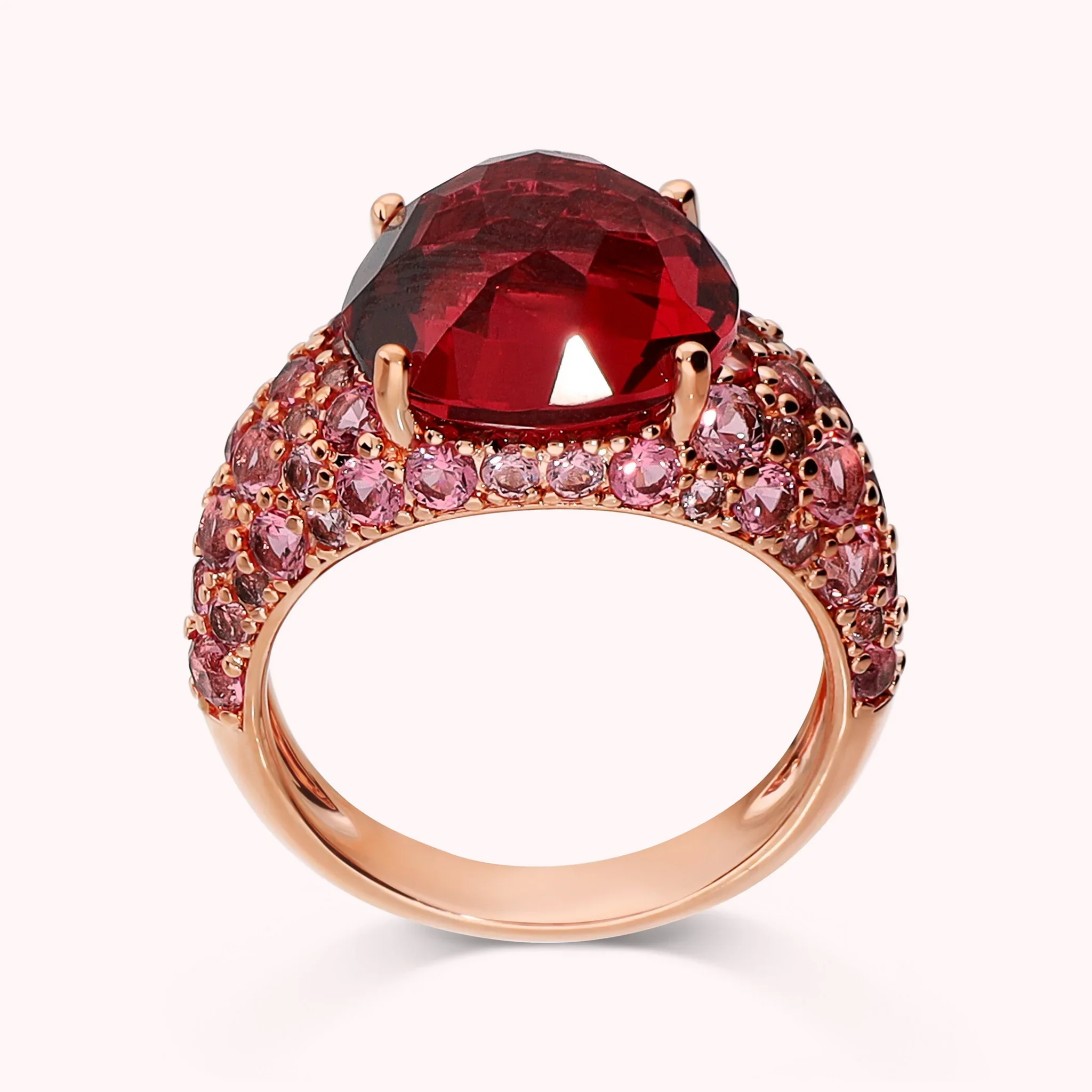 BRONZALLURE Anello con Pavé Misto e Prisma Gem ROSSO - immagine 2