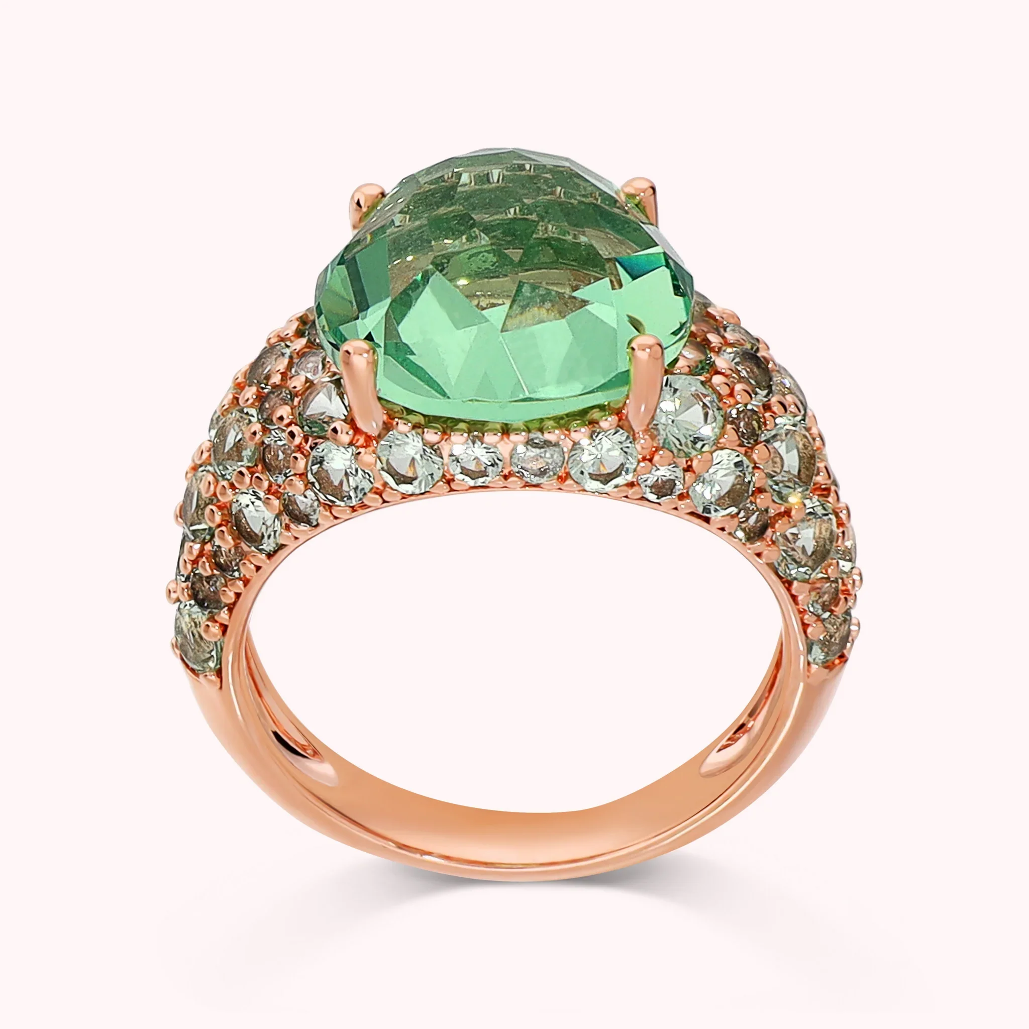 BRONZALLURE Anello con Pavé Misto e Prisma Gem VERDE - immagine 2