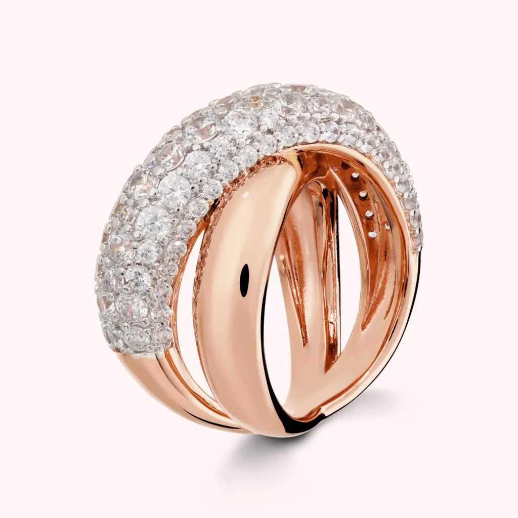 Gioielleria De Santis BRONZALLURE Anello a Intreccio in Pavé di Cubic Zirconia