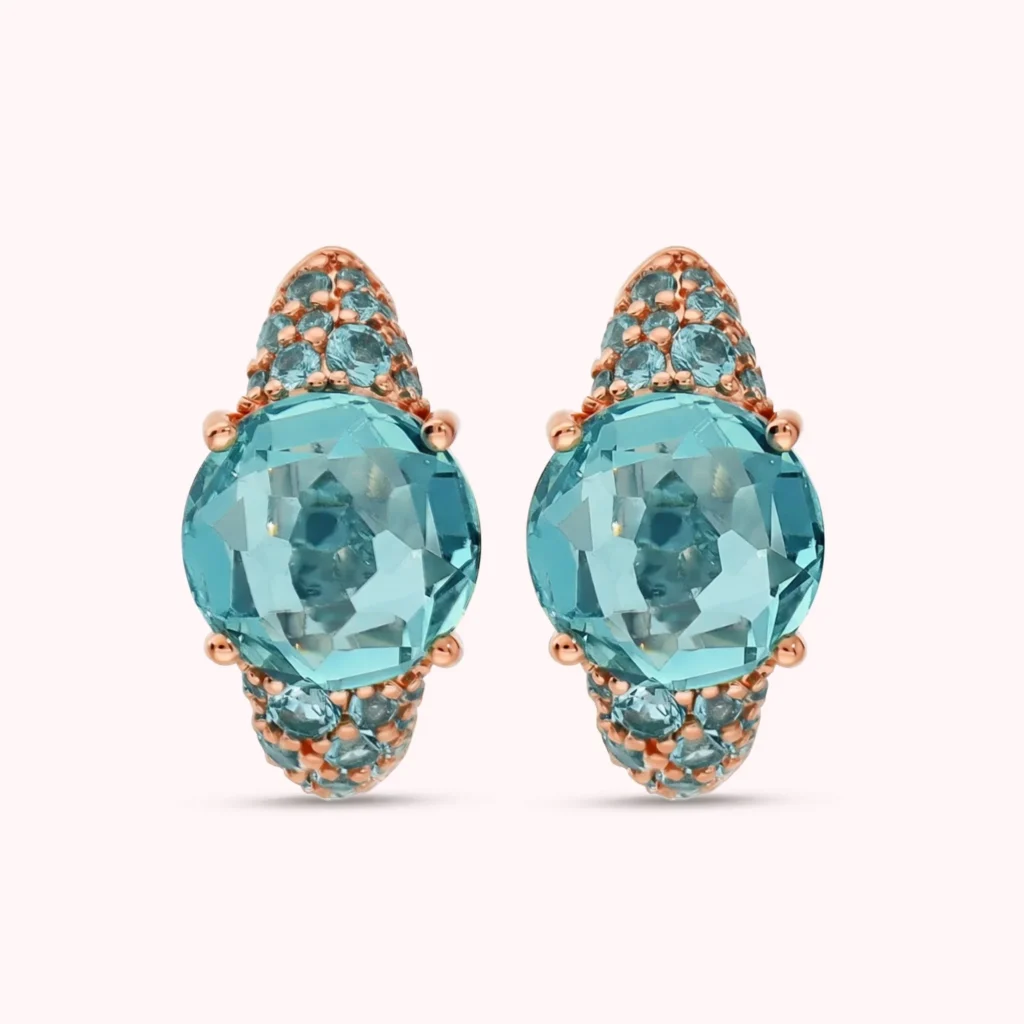 Gioielleria De Santis BRONZALLURE  Orecchini a Cerchio con Pavé Misto e Prisma Gem BLU