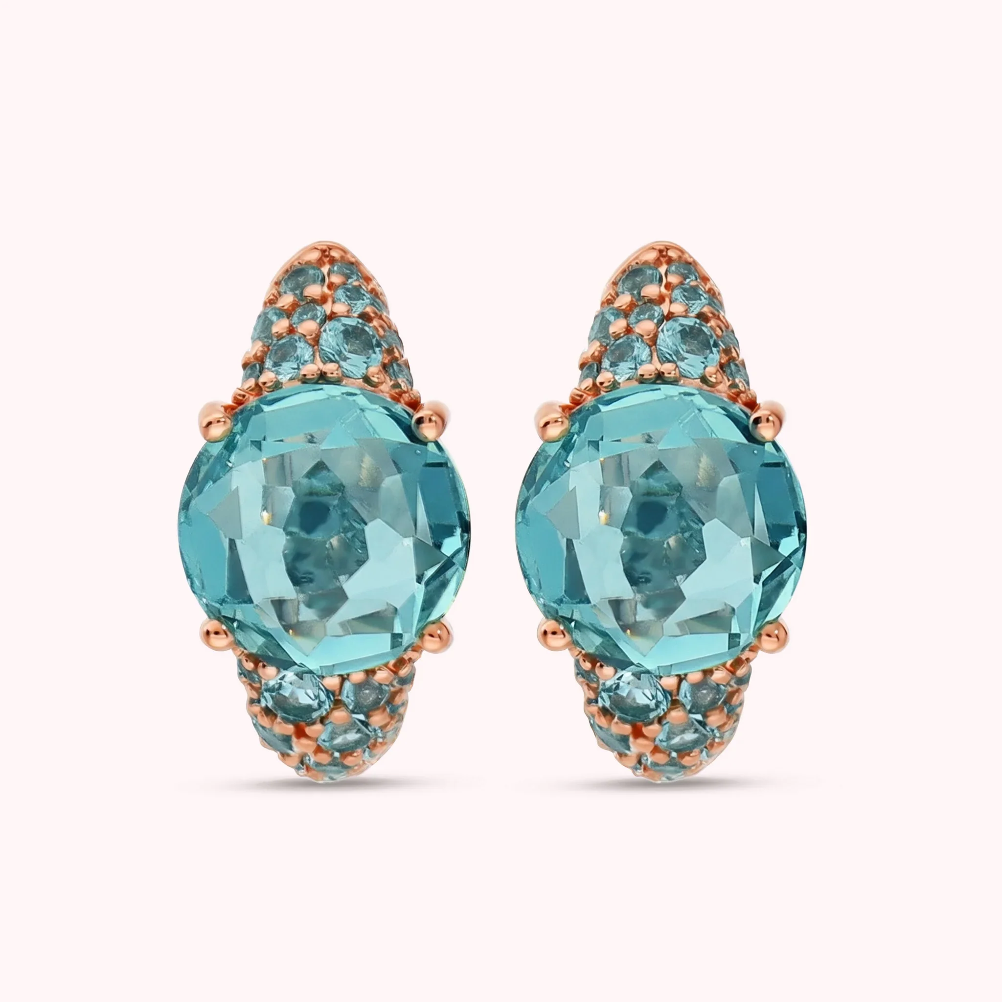 BRONZALLURE Orecchini a Cerchio con Pavé Misto e Prisma Gem BLU