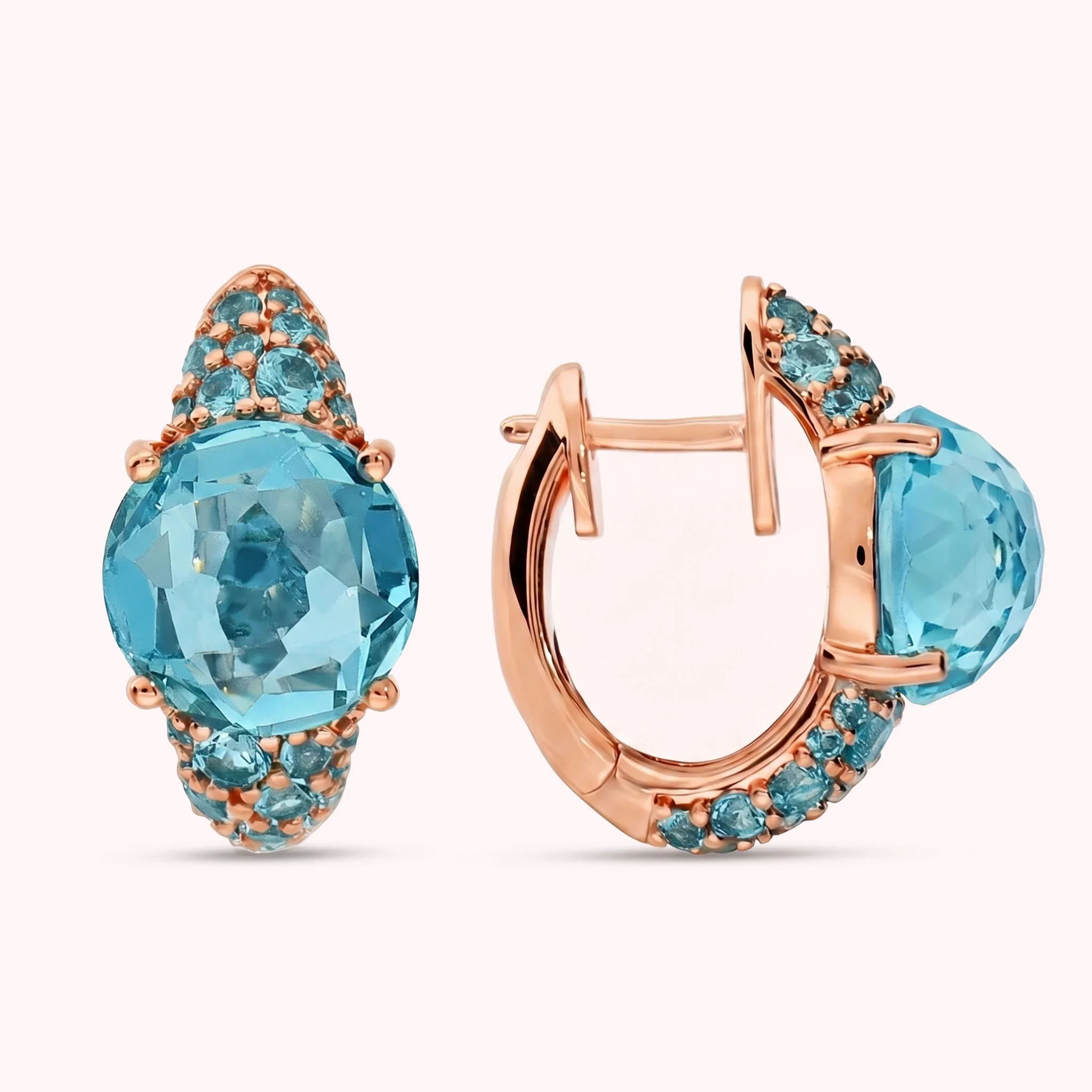 BRONZALLURE Orecchini a Cerchio con Pavé Misto e Prisma Gem BLU - immagine 2