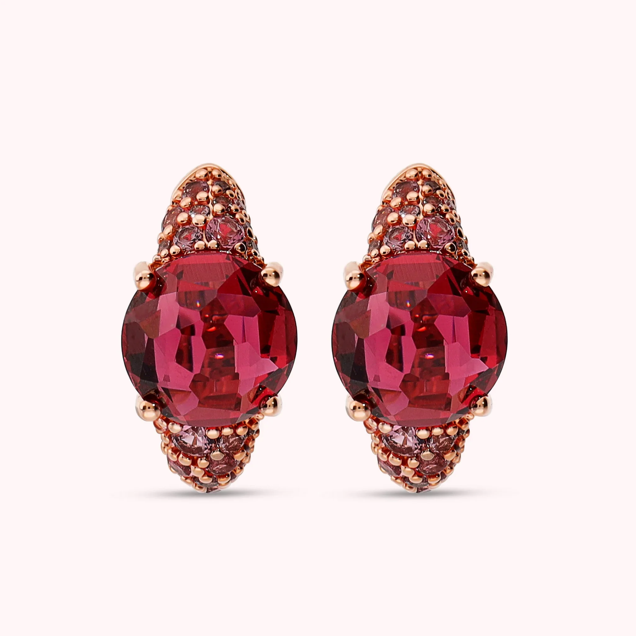 BRONZALLURE Orecchini a Cerchio con Pavé Misto e Prisma Gem ROSSO