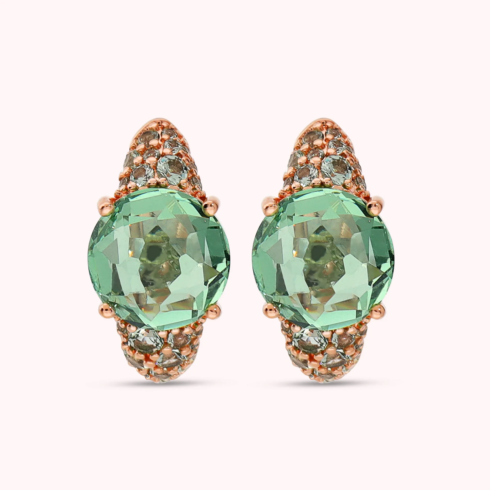 BRONZALLURE Orecchini a Cerchio con Pavé Misto e Prisma Gem VERDE